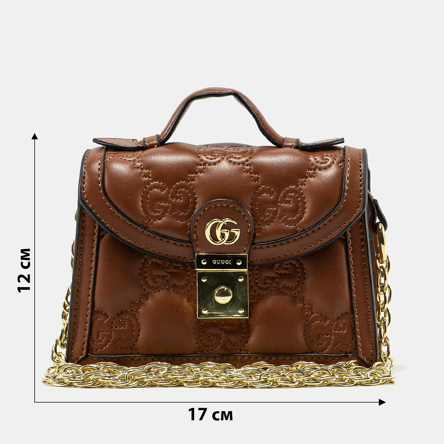 Gucci GG Marmont Small Top Handle Bag in Brown Embossed Leather - 3