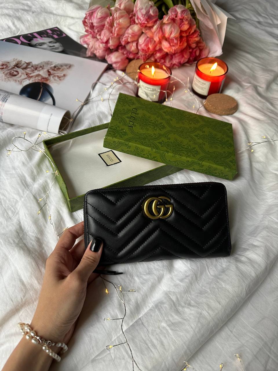Gucci GG Marmont Zip-Around Long Wallet Black Matelasse - 3