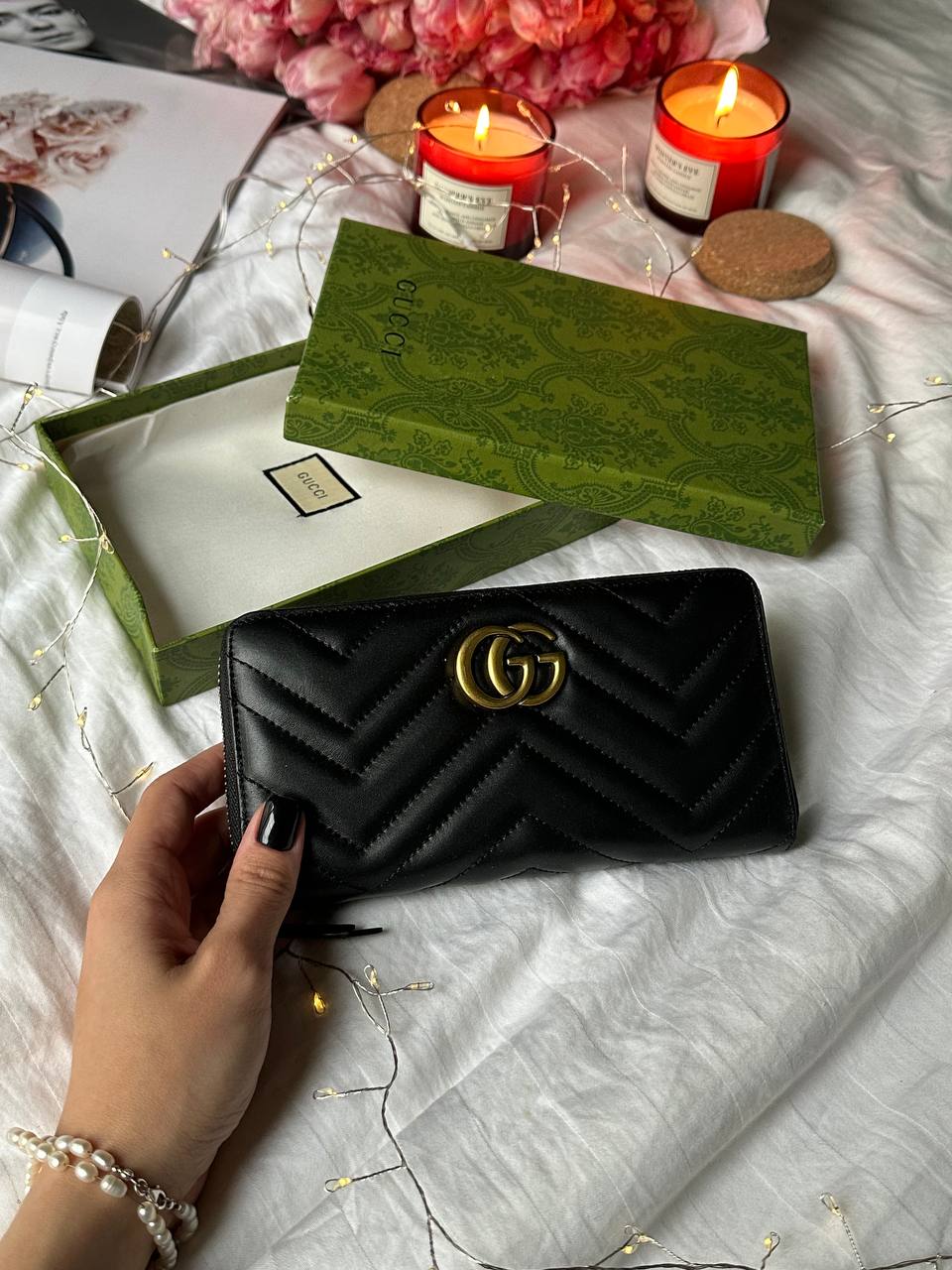 Gucci GG Marmont Zip-Around Long Wallet Black Matelasse - 4