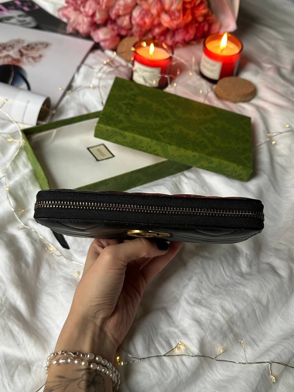 Gucci GG Marmont Zip-Around Long Wallet Black Matelasse - 8