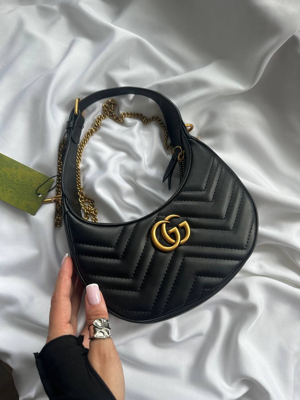 Gucci Half Moon Marmont Leather Shoulder Bag - 2