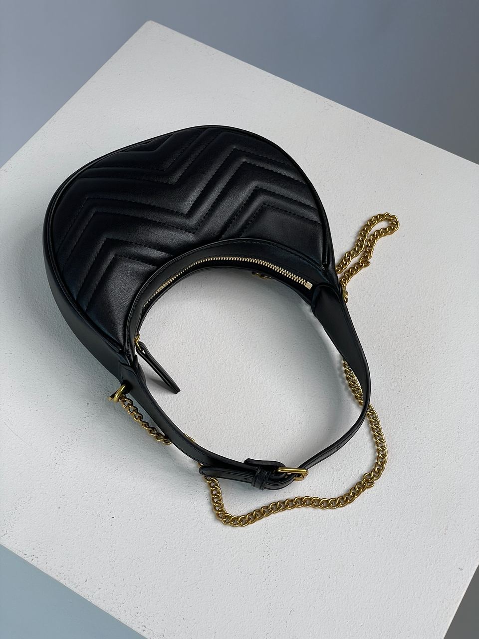 Gucci Half Moon Marmont Leather Shoulder Bag - 14