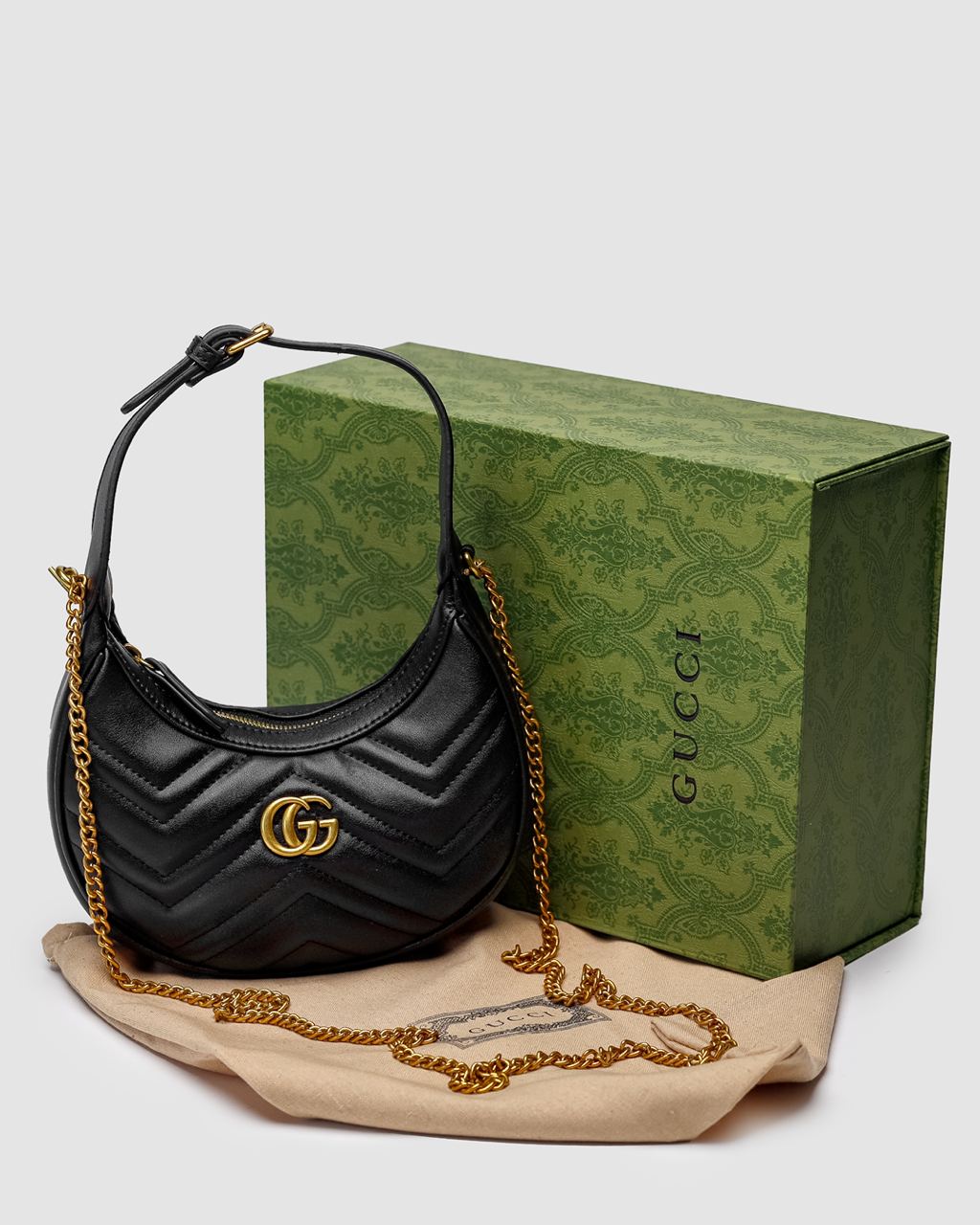 Gucci Half Moon Marmont Leather Shoulder Bag - 2