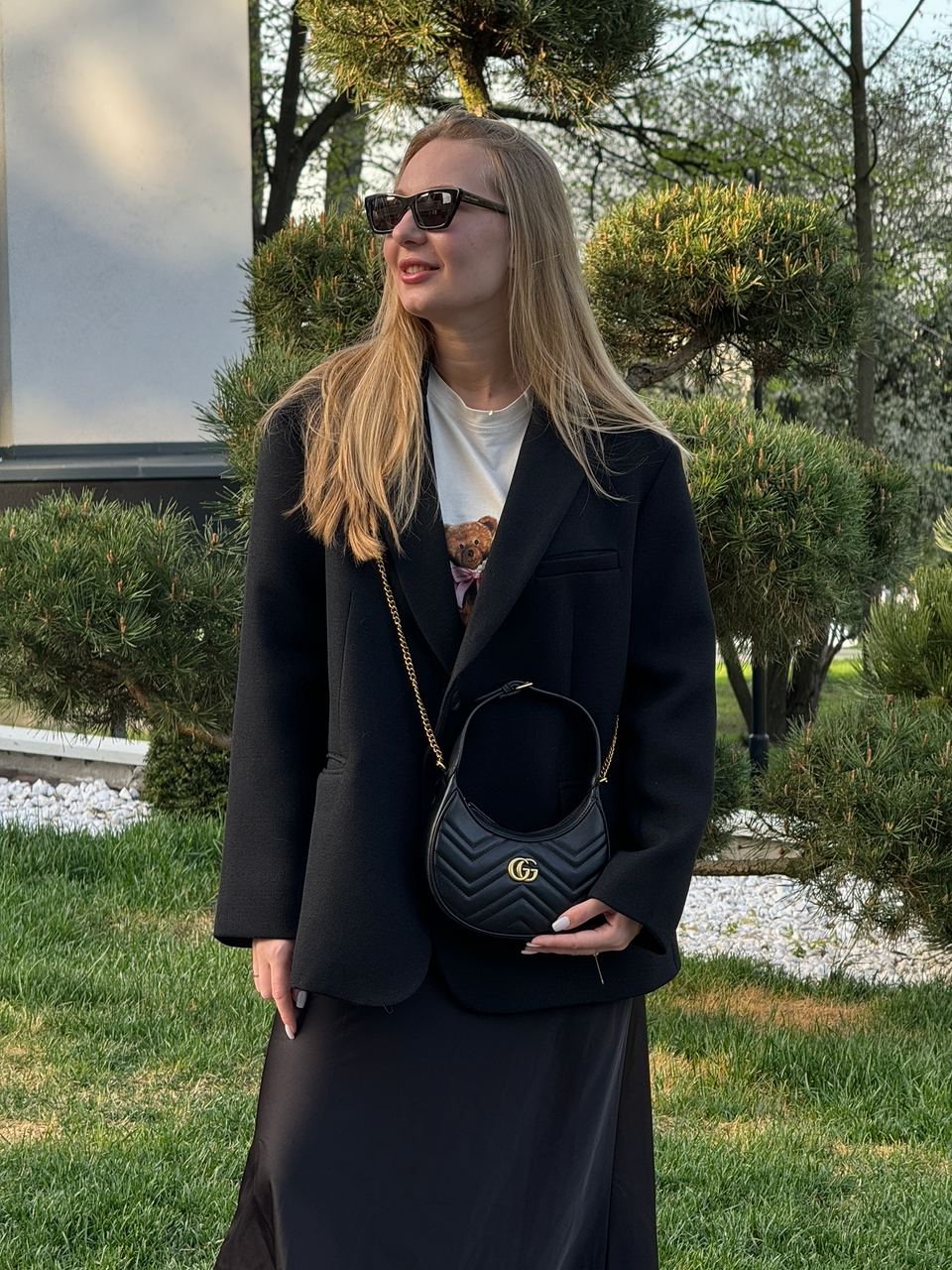 Gucci Half Moon Marmont Leather Shoulder Bag - 8