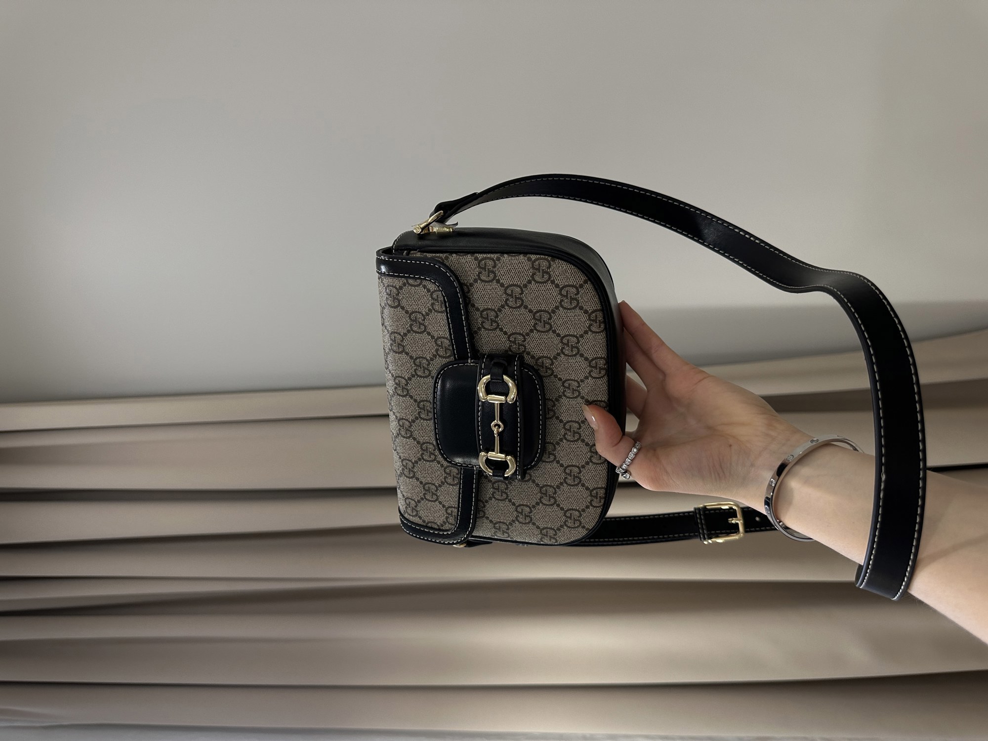 Gucci Horsebit 1955 Mini Bag Beige/Black - 14