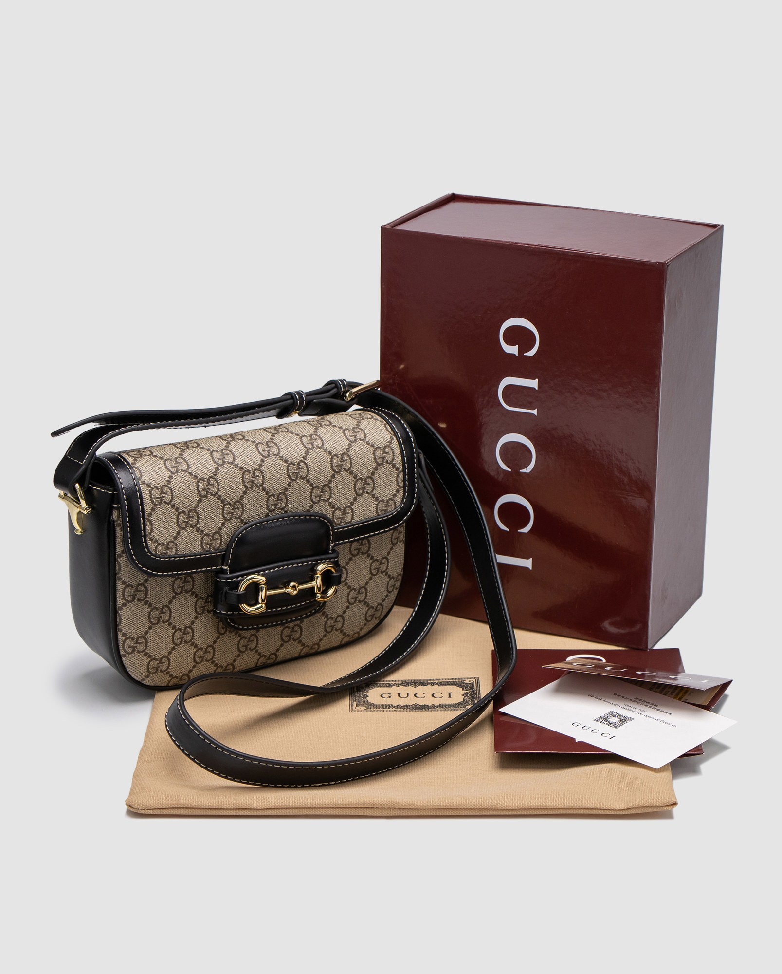 Gucci Horsebit 1955 Mini Bag Beige/Black - 6