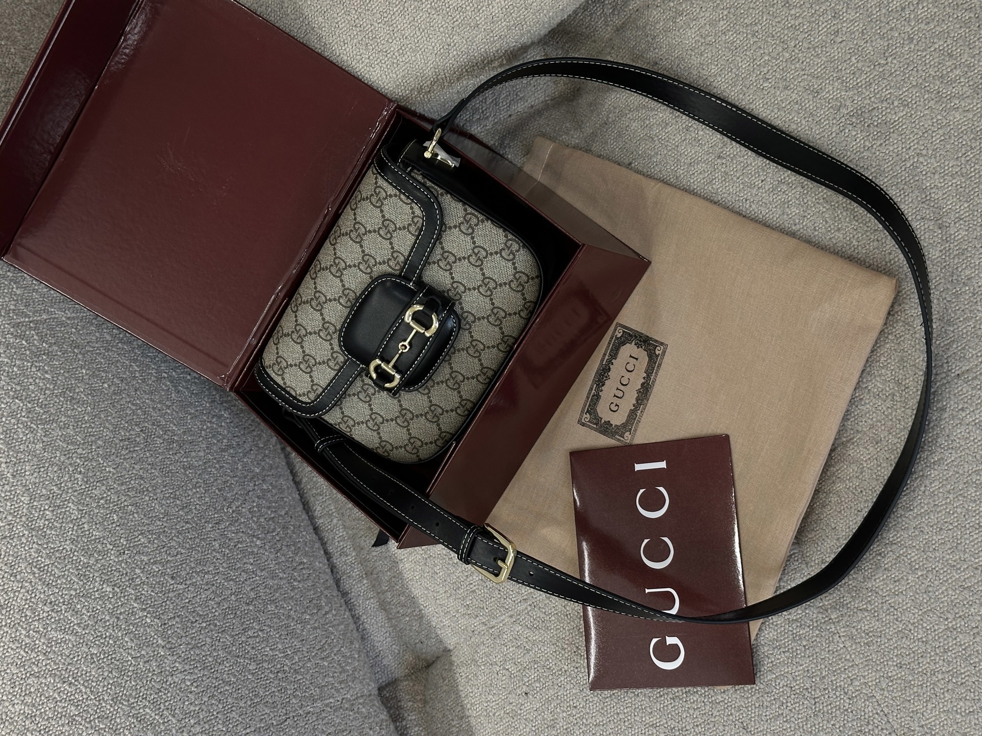 Gucci Horsebit 1955 Mini Bag Beige/Black - 12