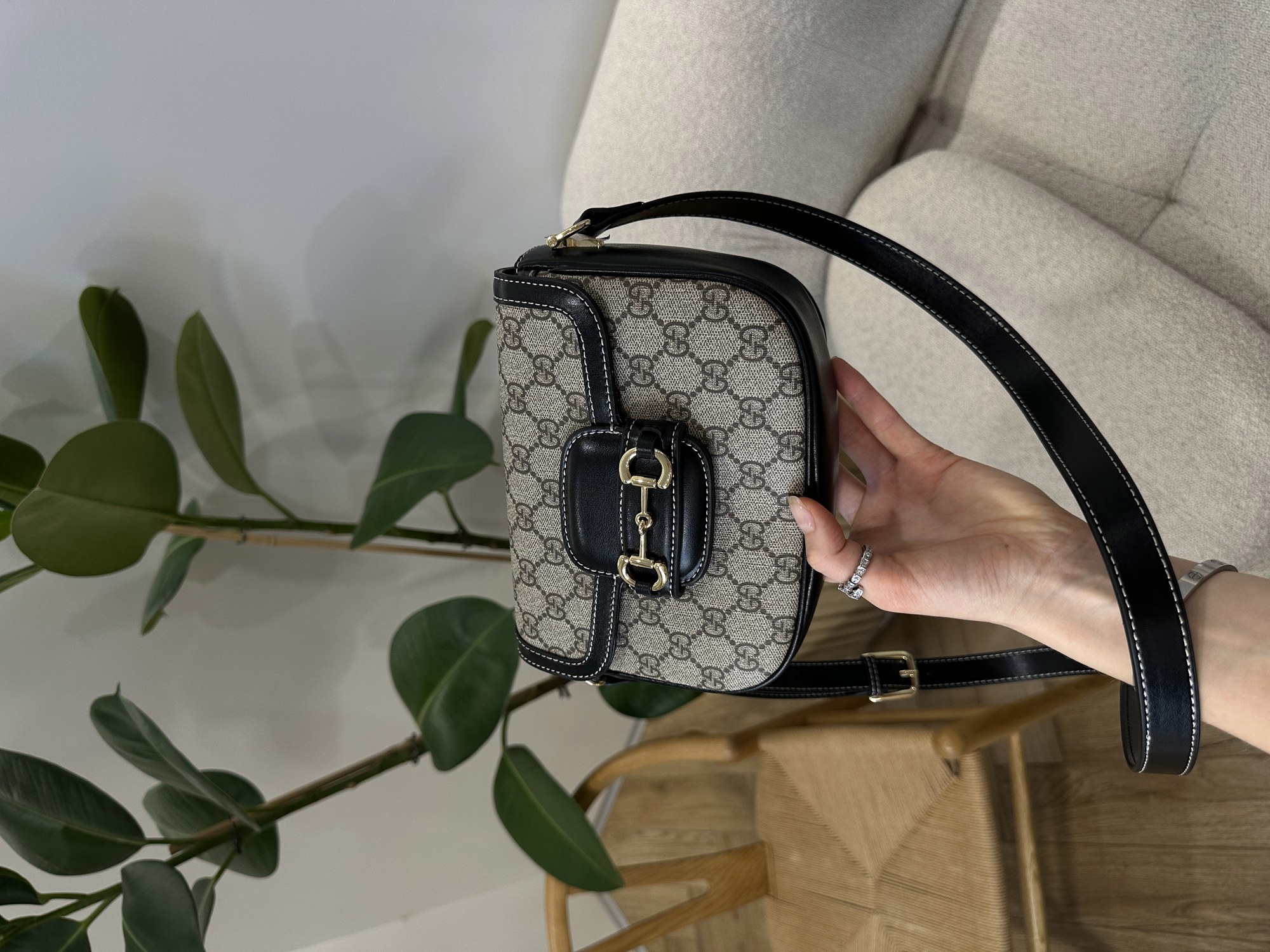 Gucci Horsebit 1955 Mini Bag Beige/Black - 15