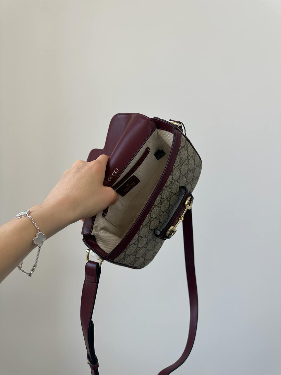 Gucci Horsebit 1955 Mini Bag Beige/Burgundy - 11