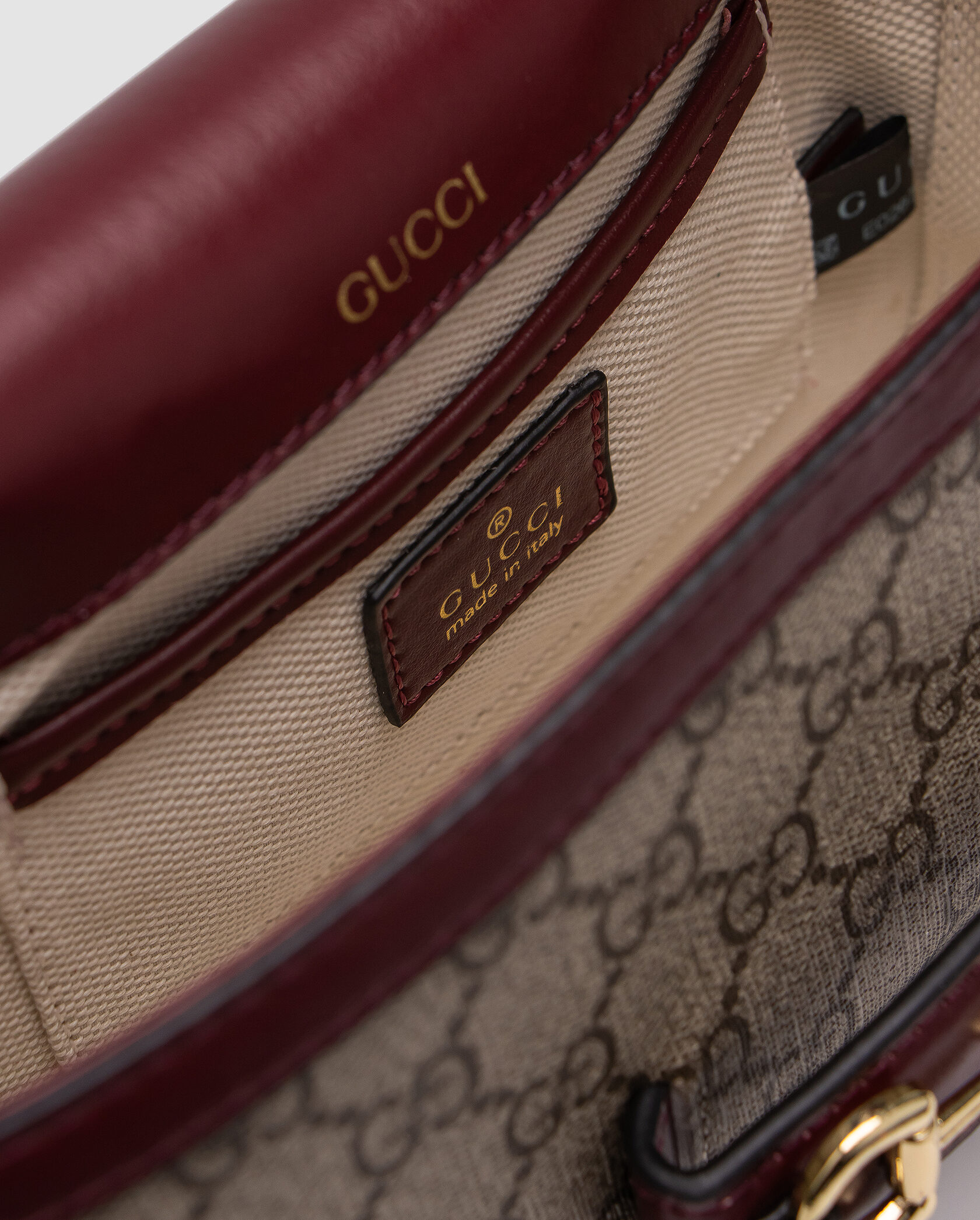 Gucci Horsebit 1955 Mini Bag Beige/Burgundy - 12