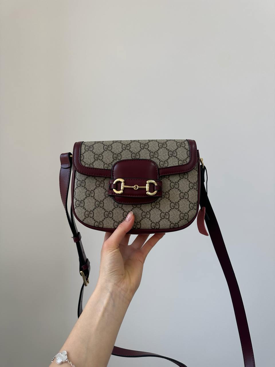 Gucci Horsebit 1955 Mini Bag Beige/Burgundy - 4
