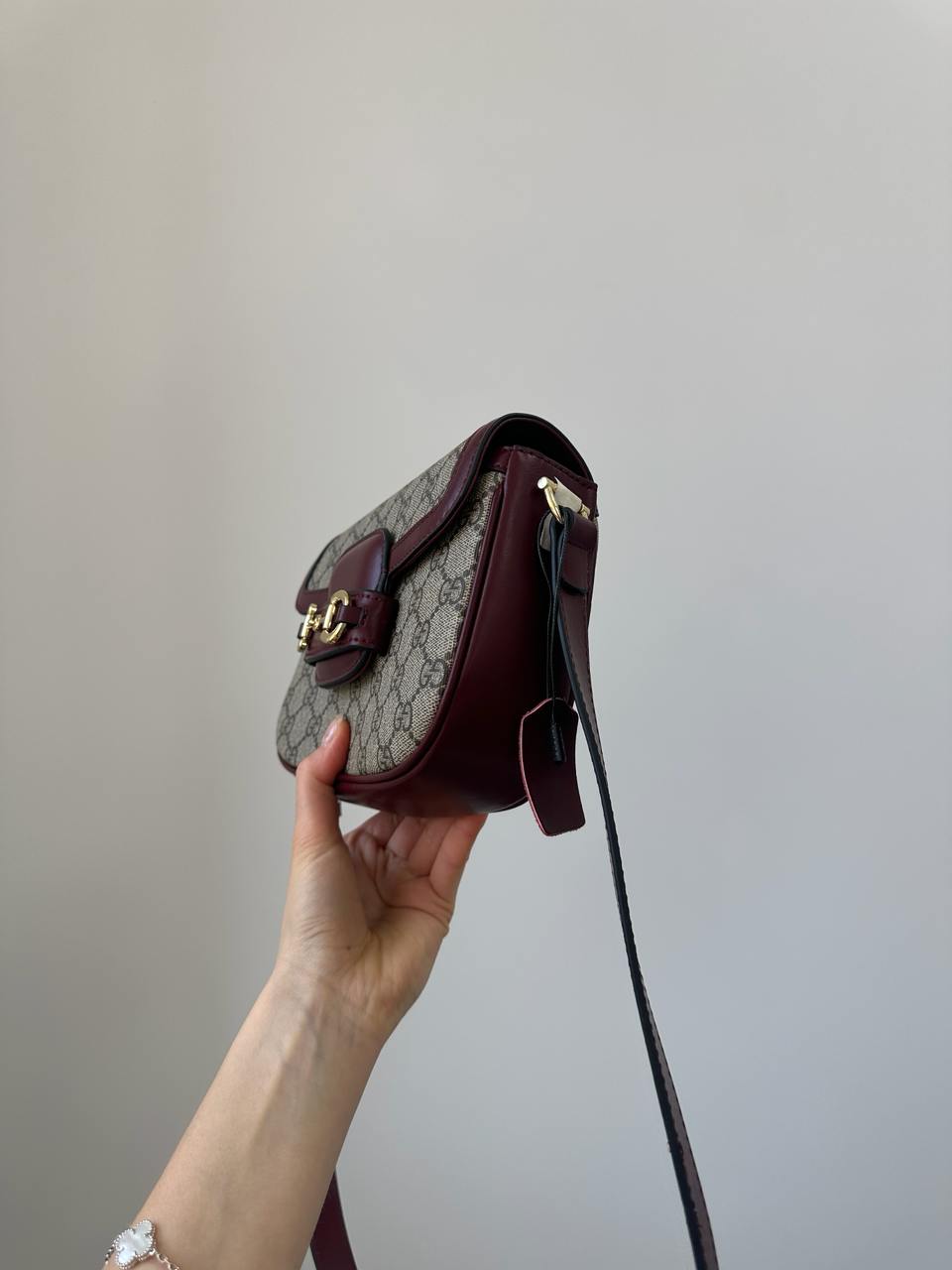 Gucci Horsebit 1955 Mini Bag Beige/Burgundy - 7