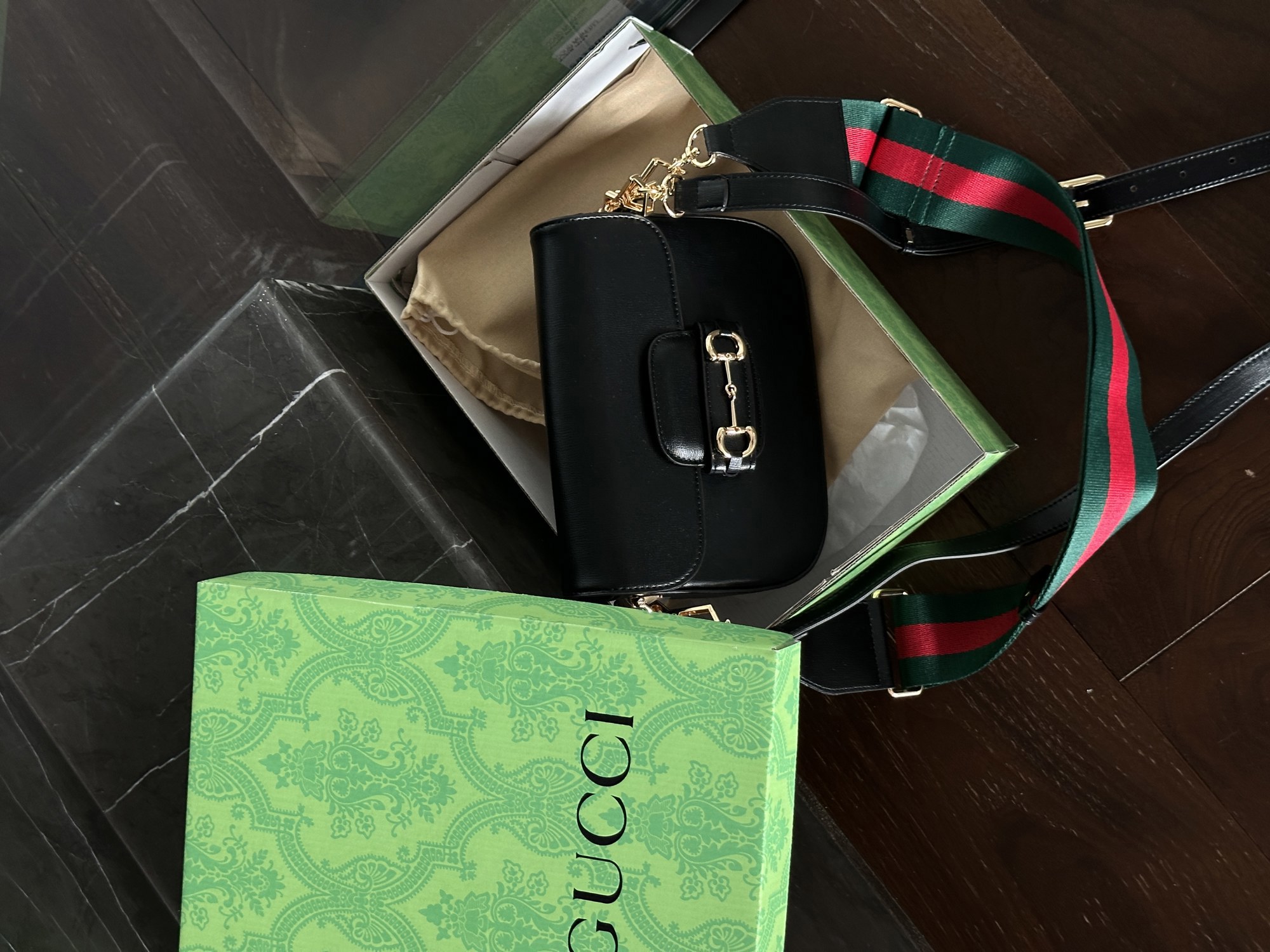 Gucci Horsebit 1955 Mini Bag Black Soft [бренд коробка] - 5