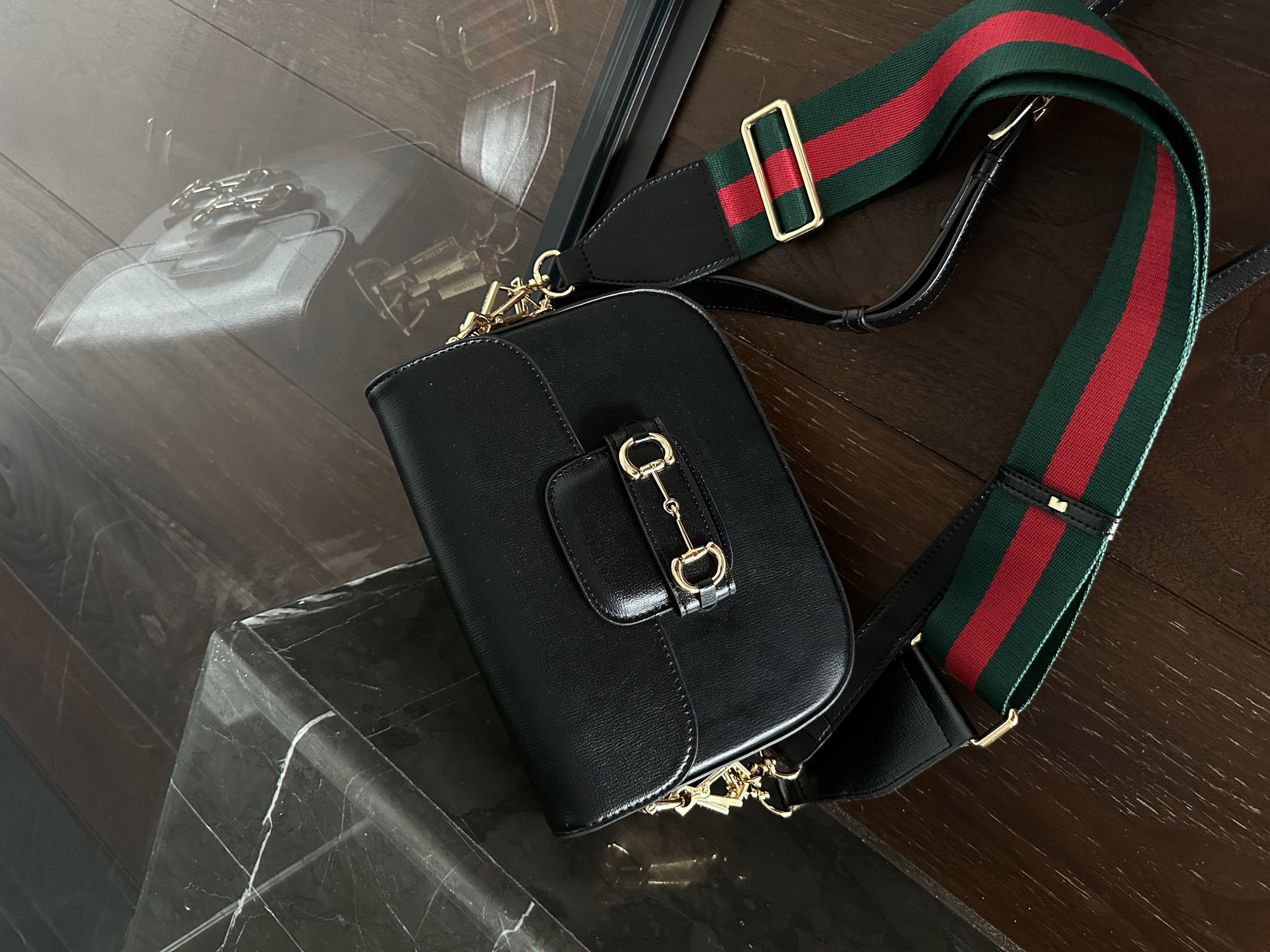 Gucci Horsebit 1955 Mini Bag Black Soft [бренд коробка]