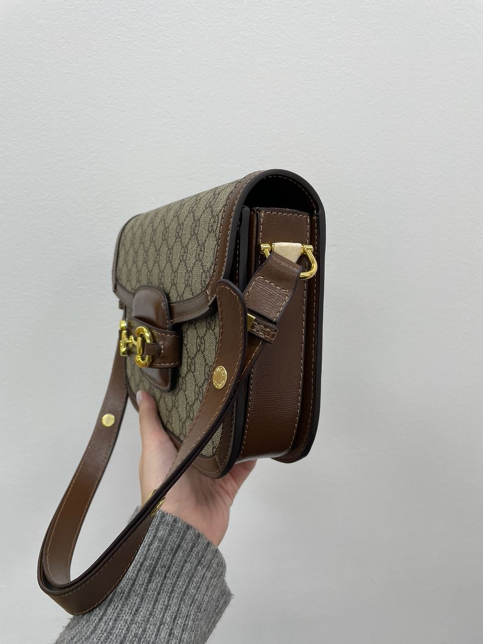 Gucci Horsebit 1955 Shoulder Bag Grey/Brown - 9