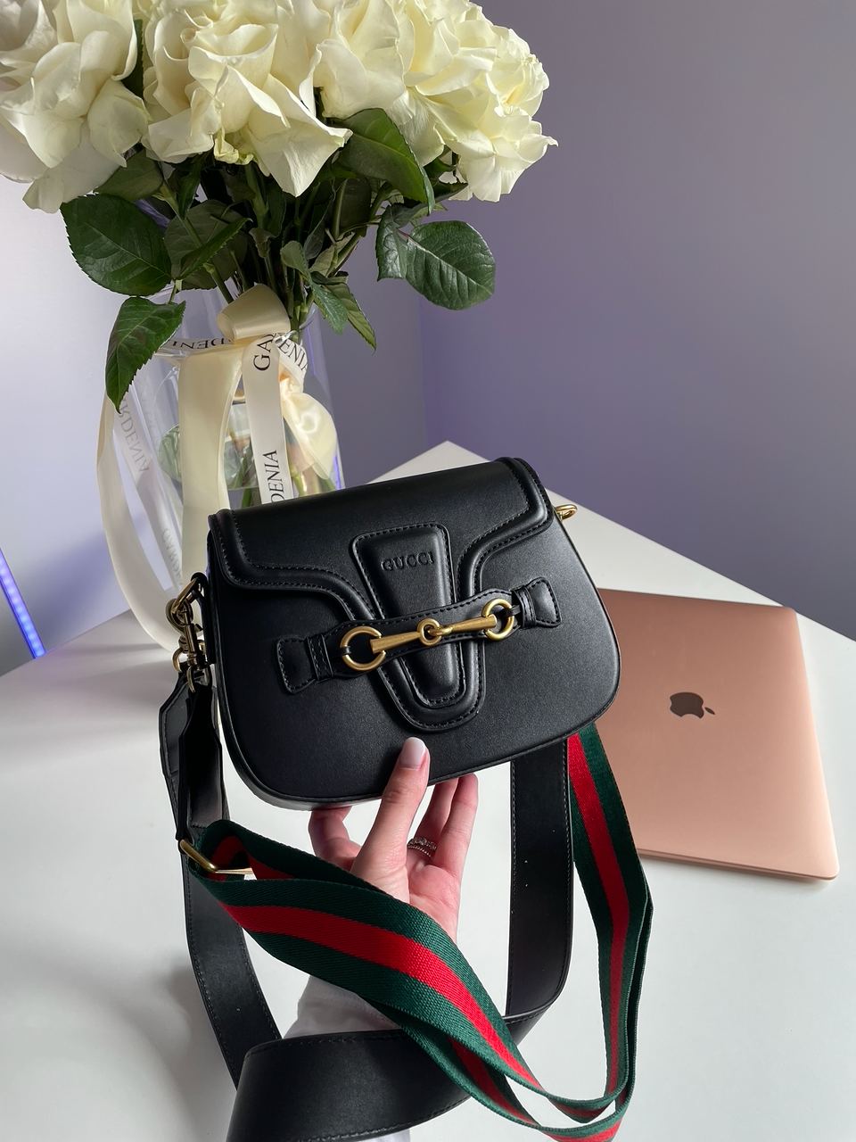 Gucci Lady Web Leather Shoulder Bag Black - 6