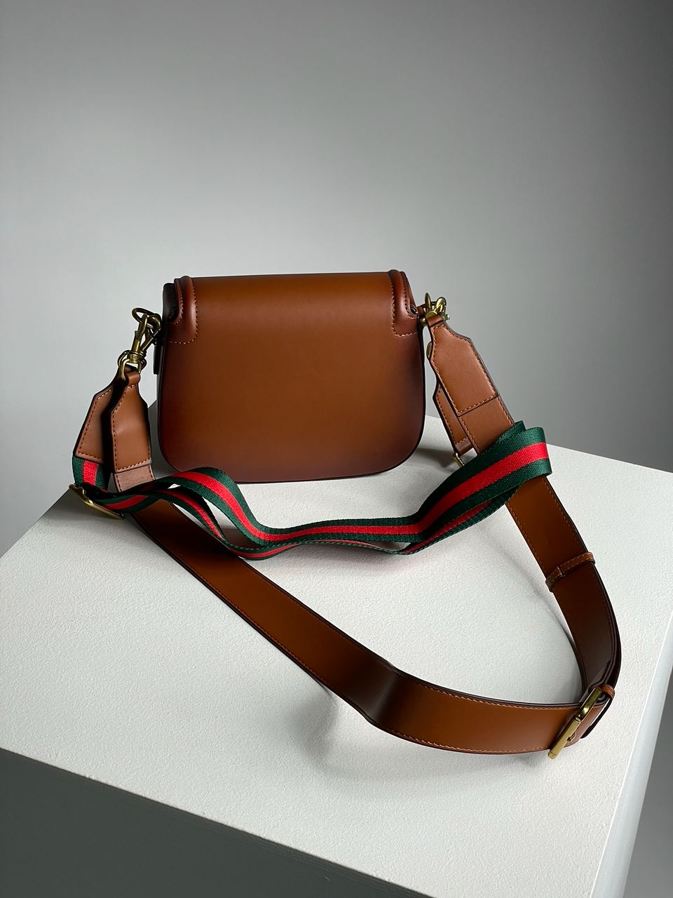 Gucci Lady Web Leather Shoulder Bag Brown - 14