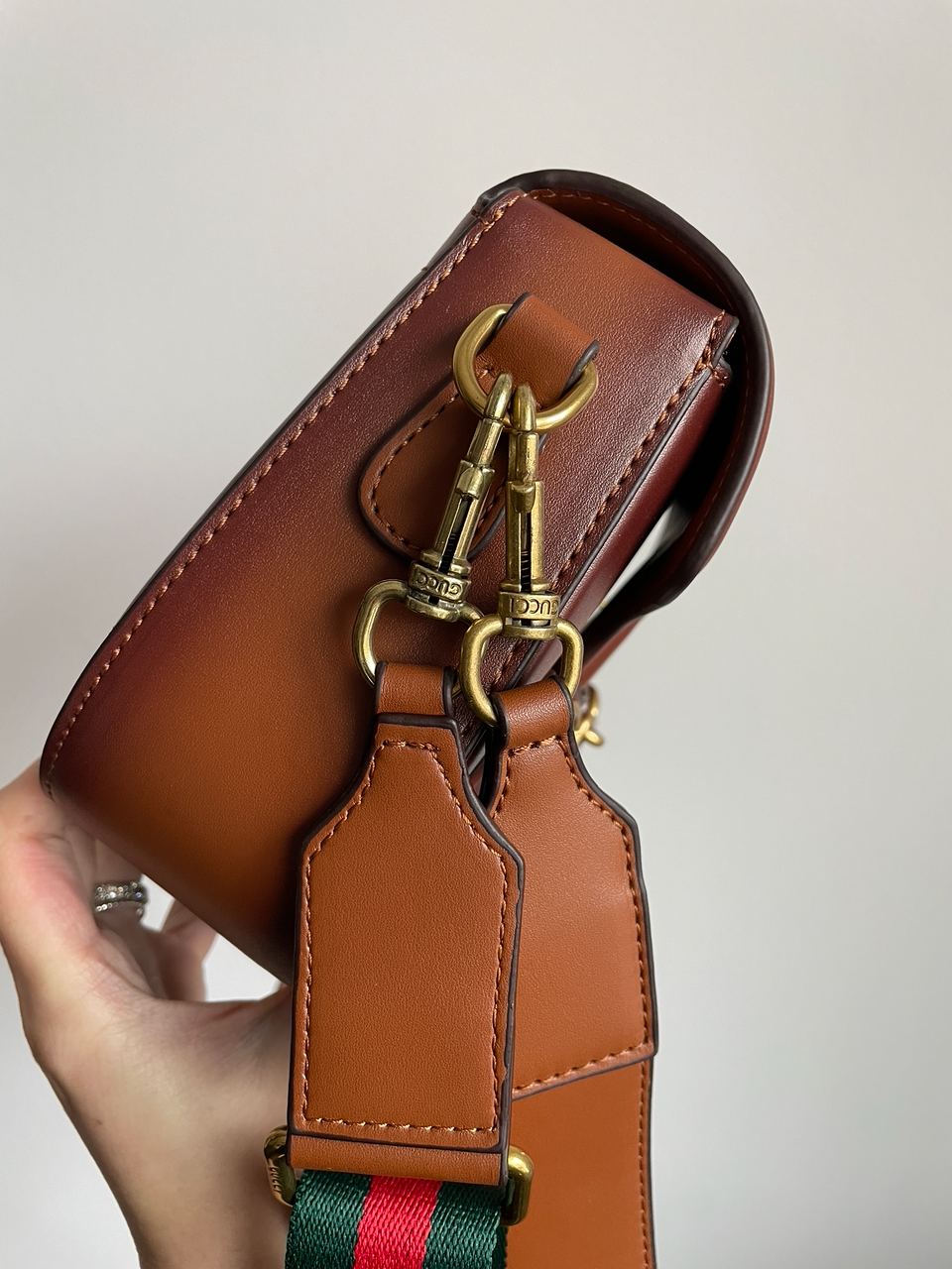 Gucci Lady Web Leather Shoulder Bag Brown - 18