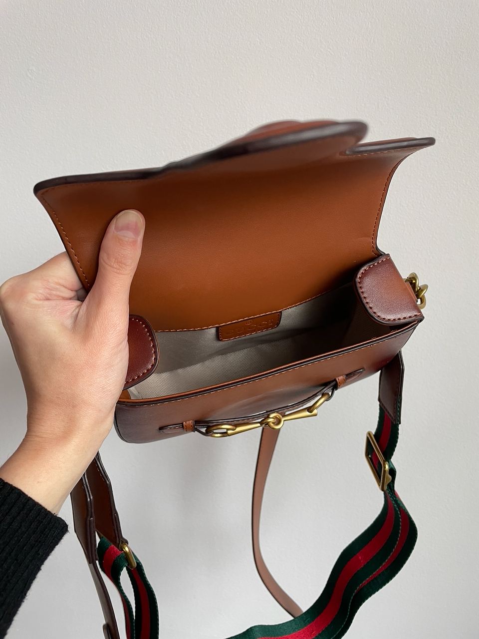 Gucci Lady Web Leather Shoulder Bag Brown - 27