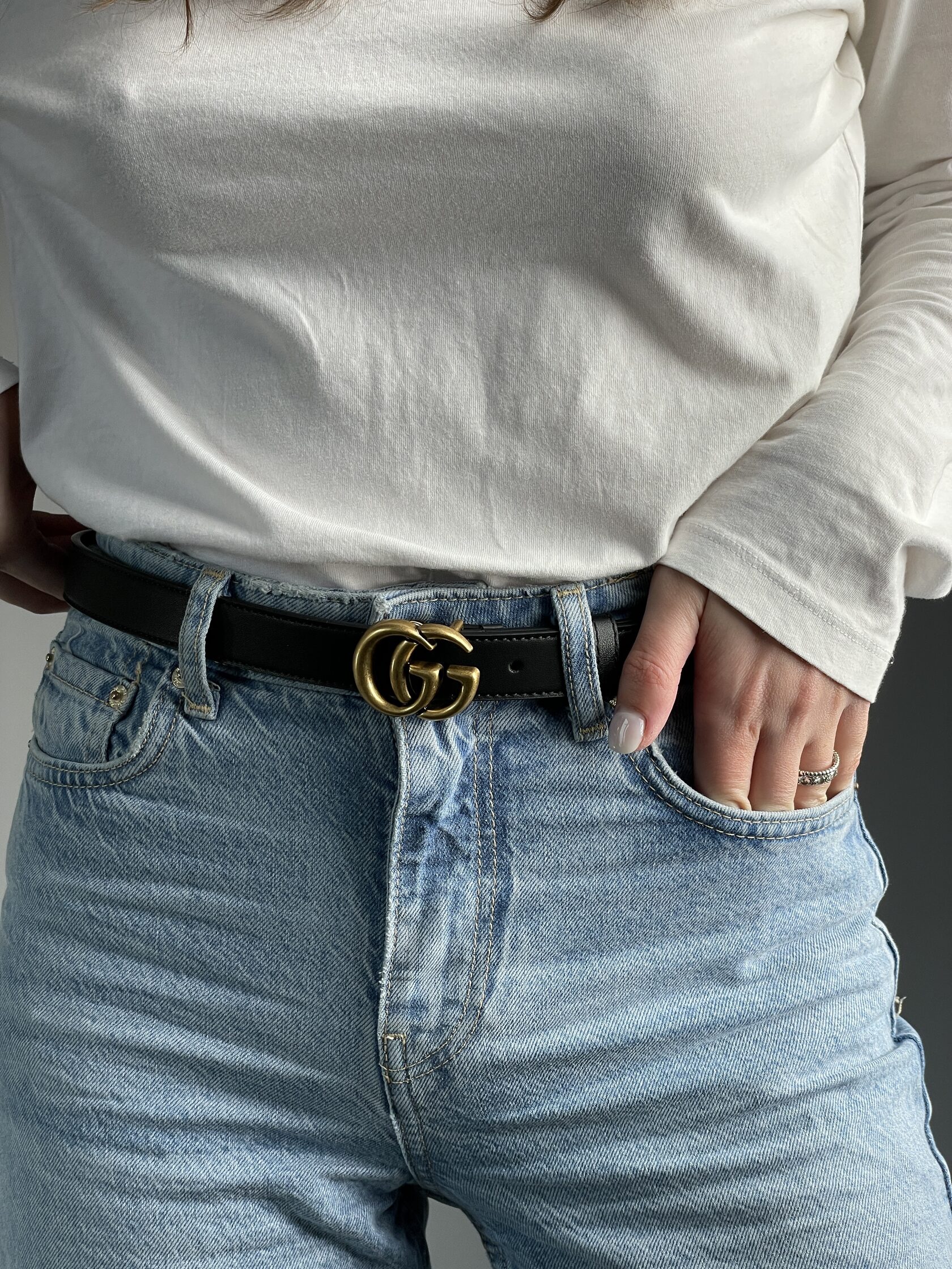 Gucci Leather Belt With Double G Gold Buckle - 6
