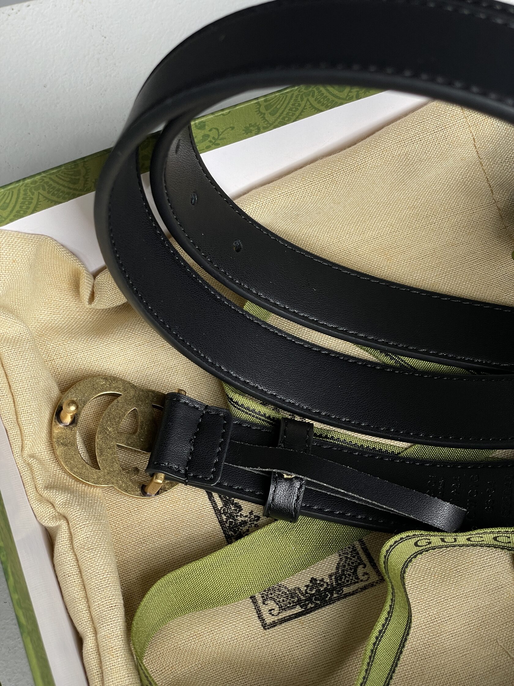 Gucci Leather Belt With Double G Gold Buckle - 8