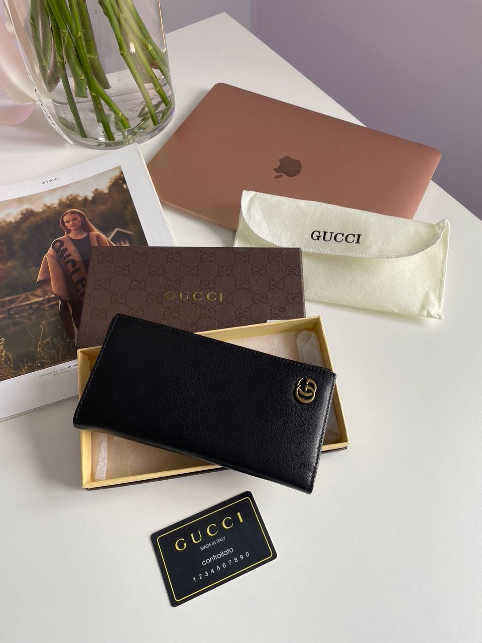 Gucci Marmont G Black Leather Bifold Long Wallet Purse - 2