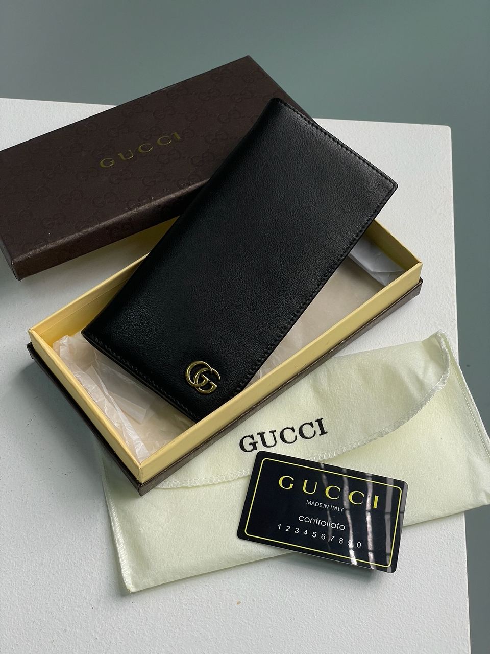 Gucci Marmont G Black Leather Bifold Long Wallet Purse - 5