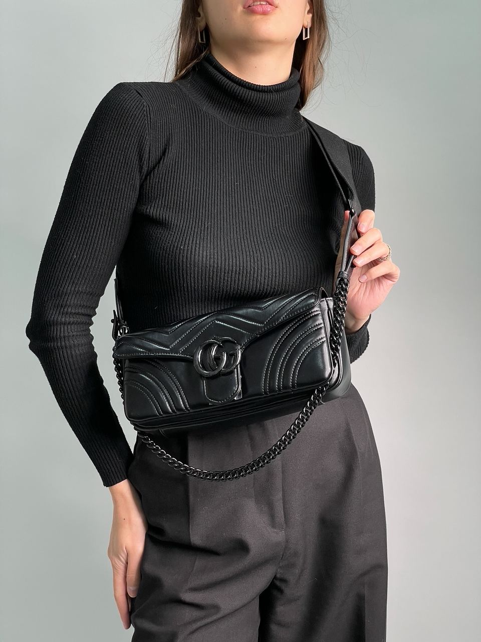 Gucci Marmont Medium Shoulder Bag Total Black - 6