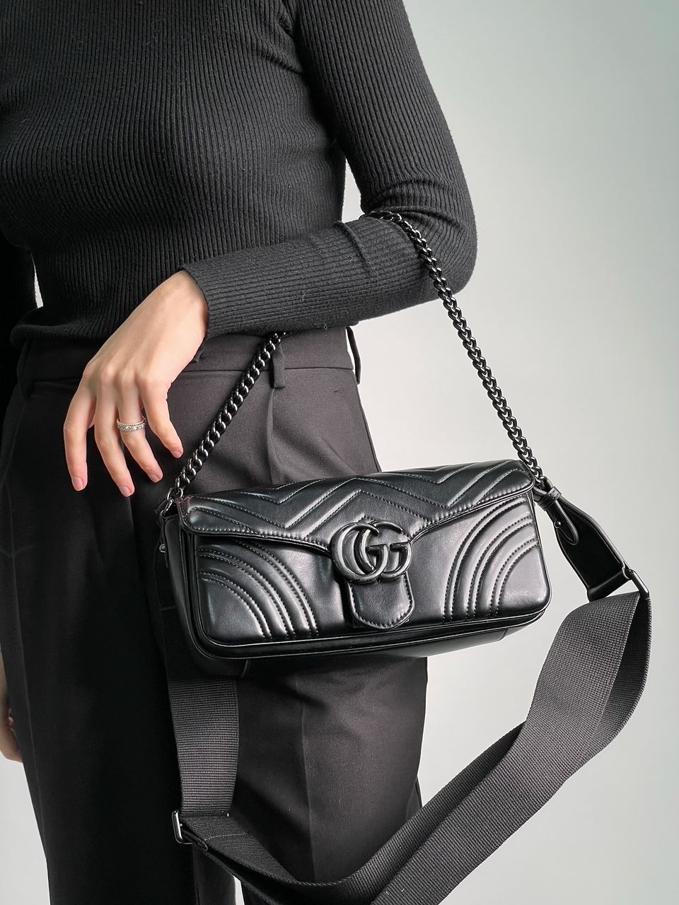 Gucci Marmont Medium Shoulder Bag Total Black - 8