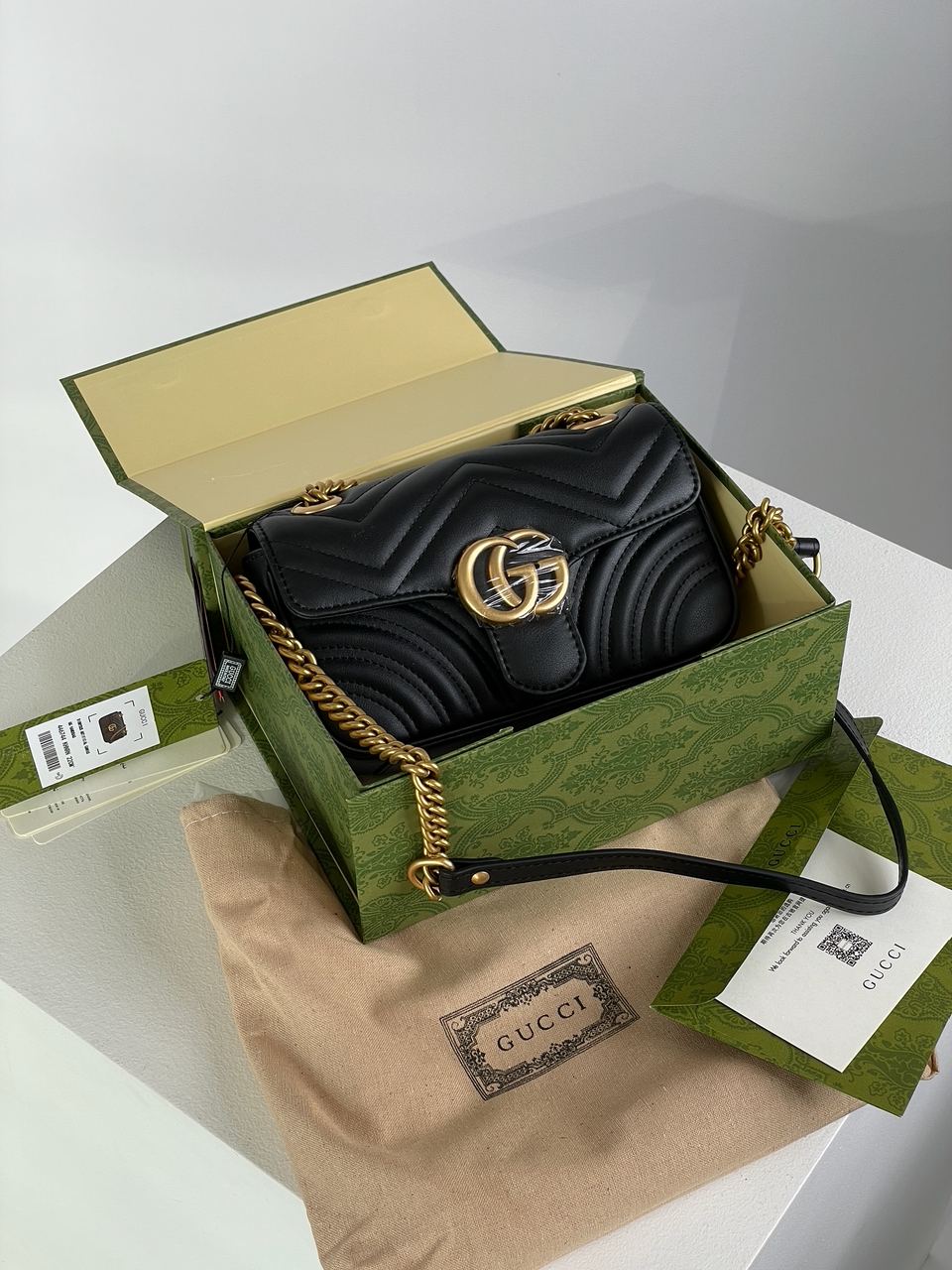 Gucci Marmont Mini Shoulder Bag, Gold Hardware - 3