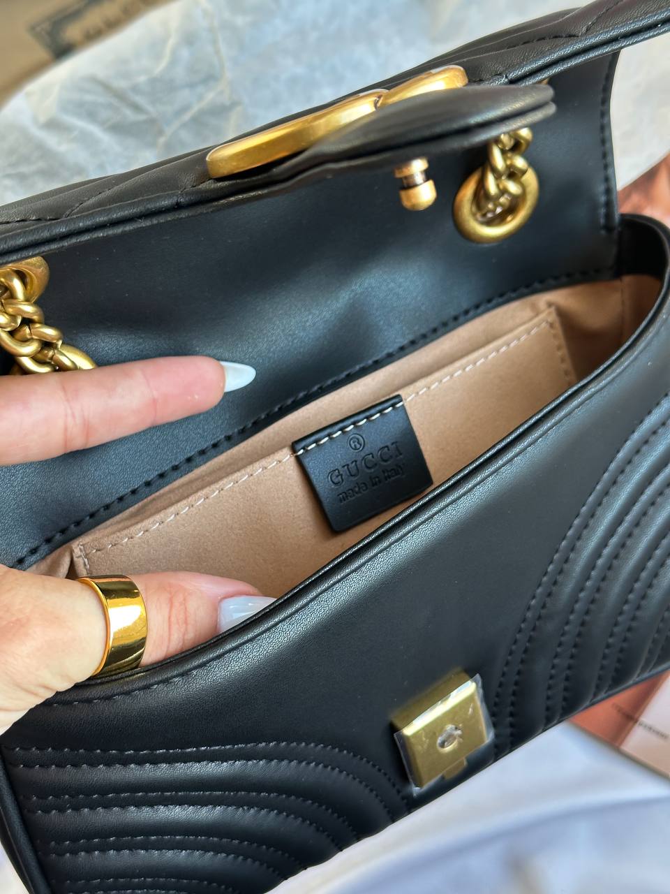 Gucci Marmont Mini Shoulder Bag, Gold Hardware - 6