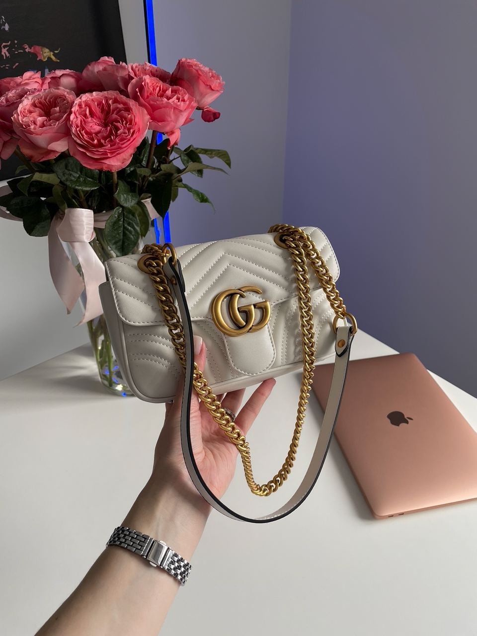 Gucci Marmont Mini Shoulder Bag, Gold Hardware - 6