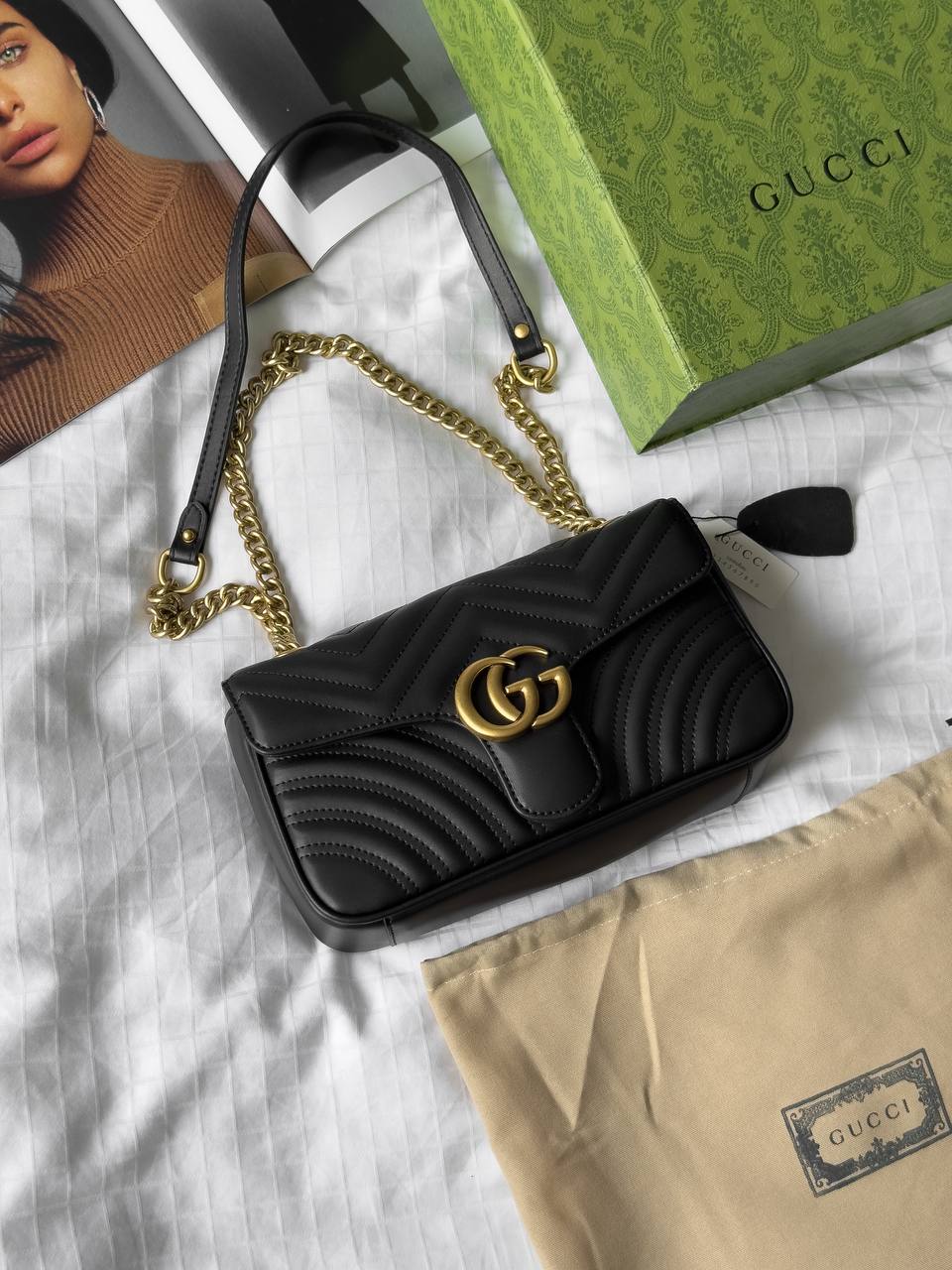 Gucci Marmont Mini Shoulder Bag Hardware Black/Gold - 2