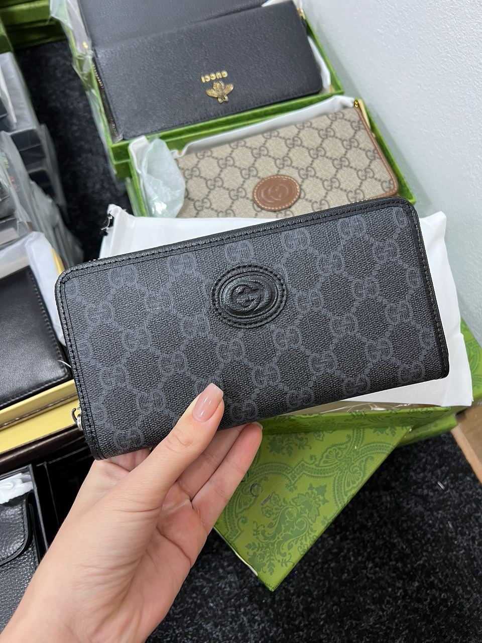 Gucci Ophidia GG Zip Around Wallet Grey - 7
