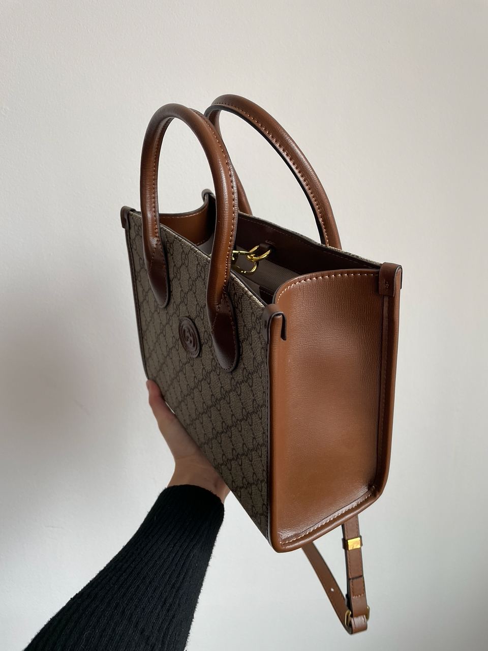 Gucci Ophidia Leather-Trimmed Monogrammed Coated-Canvas Tote Bag - 17