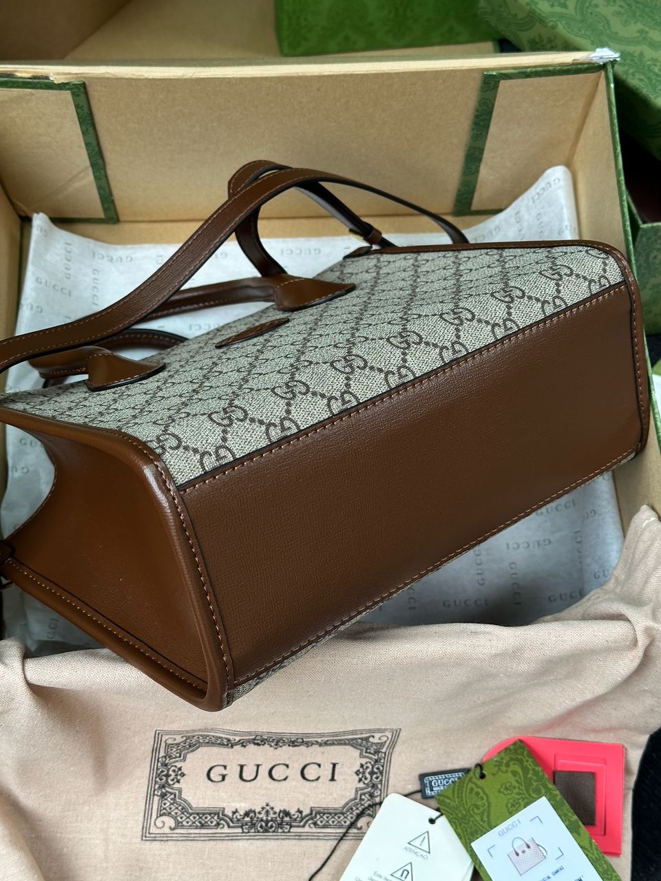 Gucci Ophidia Leather-Trimmed Monogrammed Coated-Canvas Tote Bag - 20