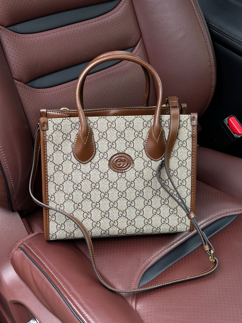 Gucci Ophidia Leather-Trimmed Monogrammed Coated-Canvas Tote Bag - 6