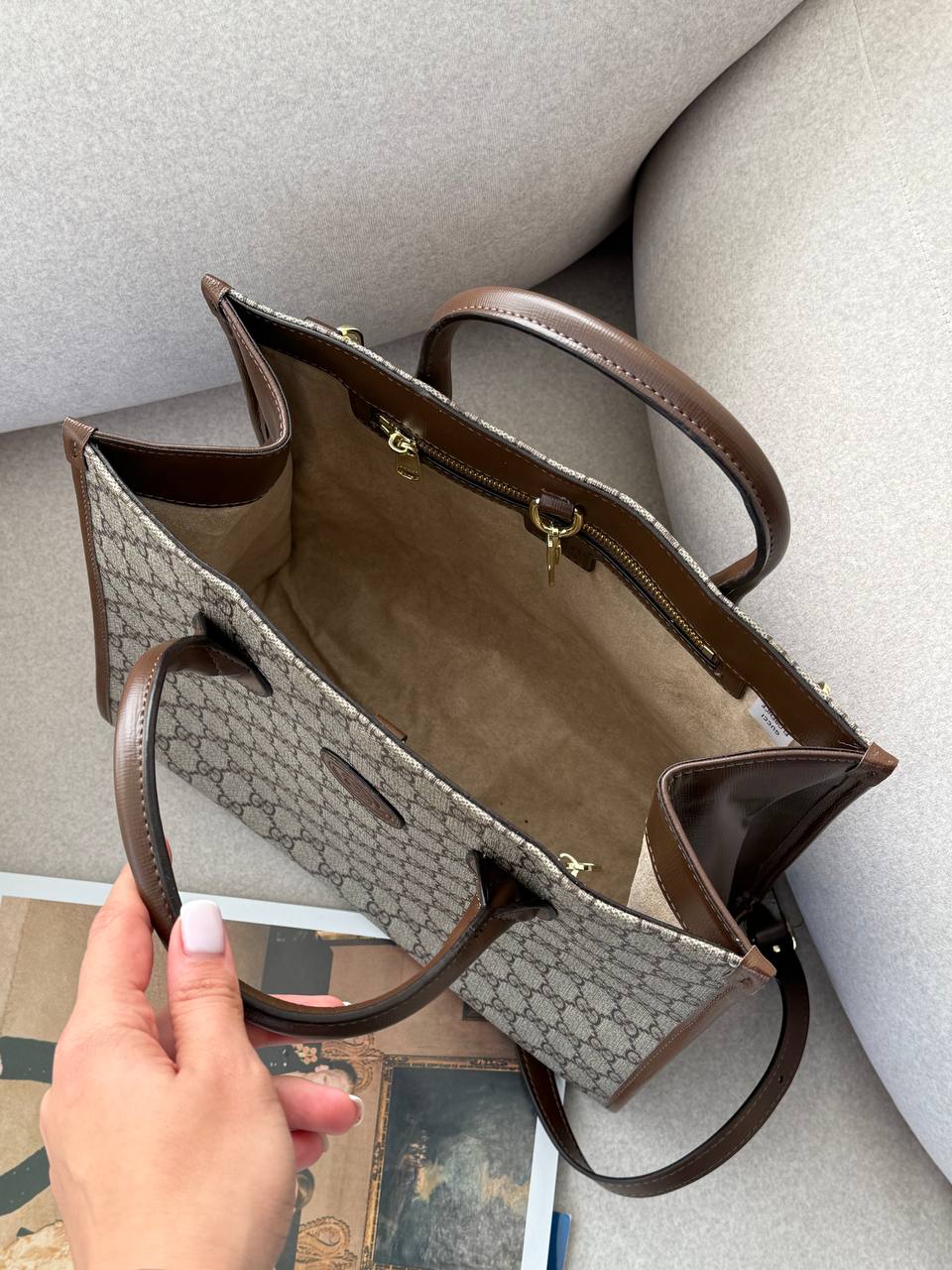 Gucci Ophidia Leather-Trimmed Monogrammed Coated-Canvas Tote - 11