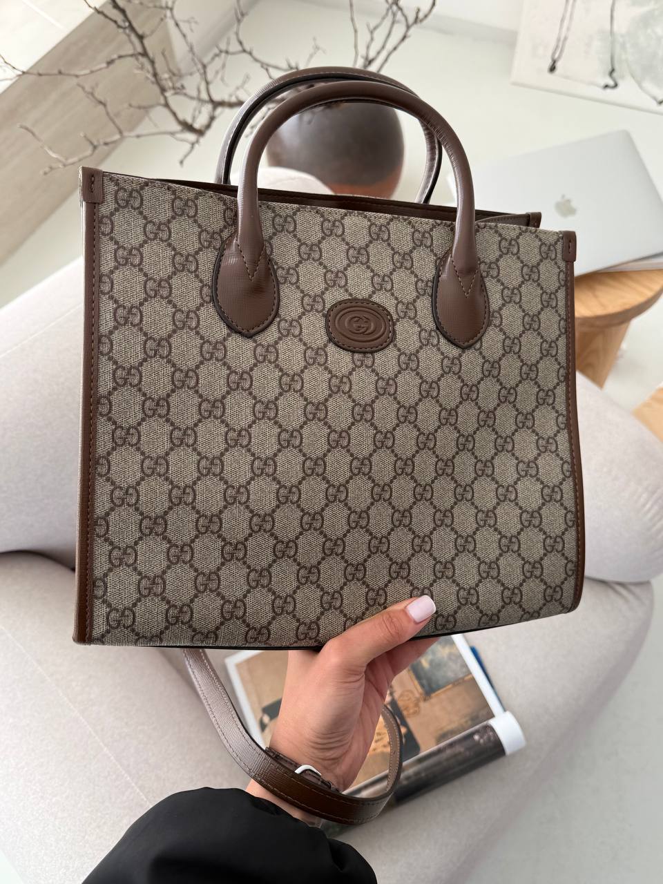 Gucci Ophidia Leather-Trimmed Monogrammed Coated-Canvas Tote - 4