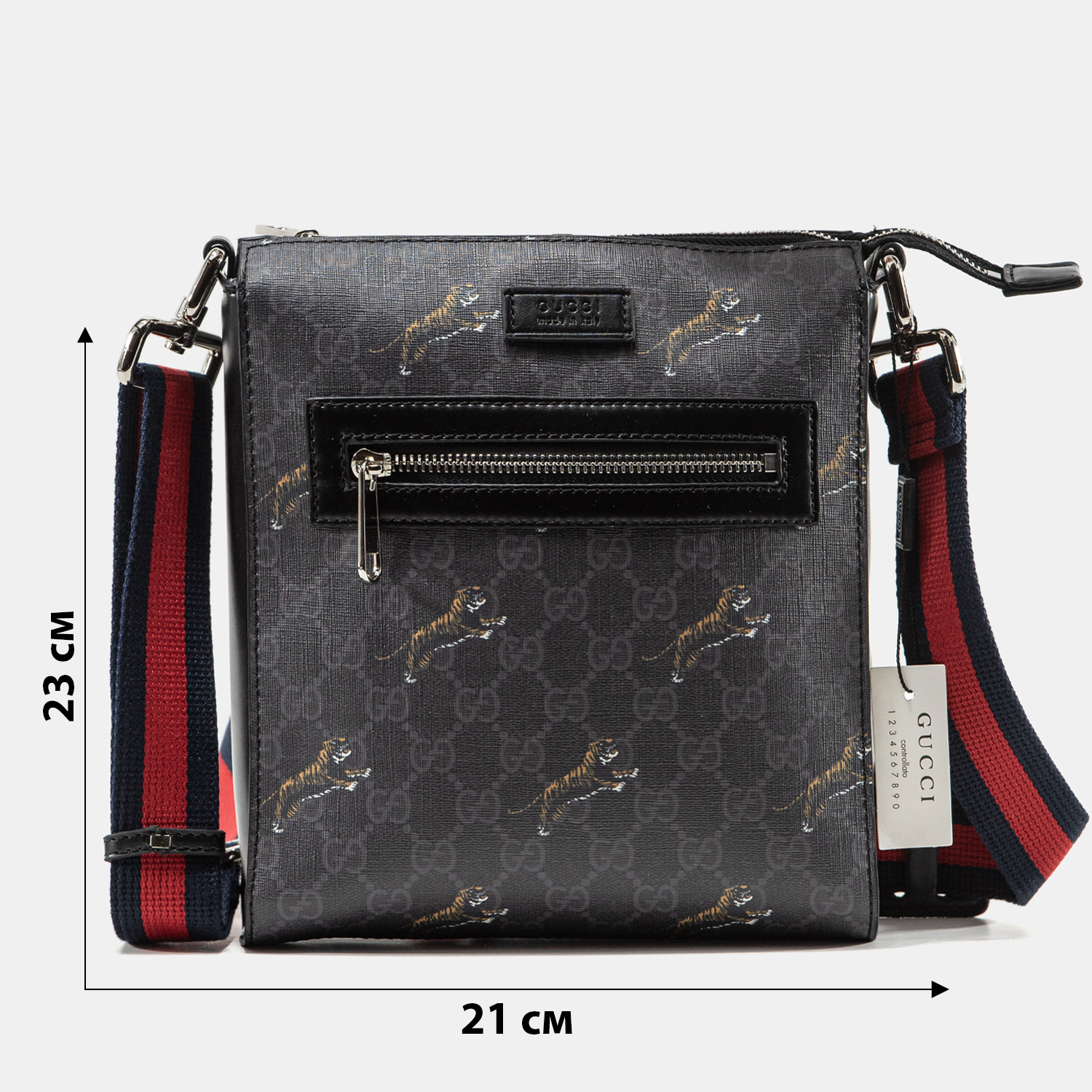 Gucci Small Messenger Bag in Black GG Supreme Canvas with Arrows - 3