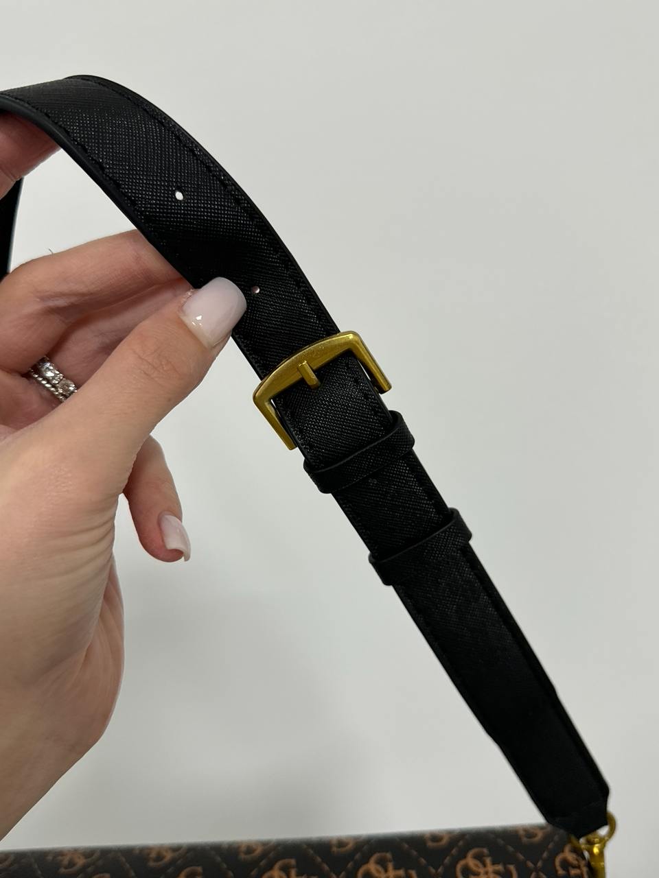 Guess Cordelia Shoulder Bag Brown Canvas Gold - 11