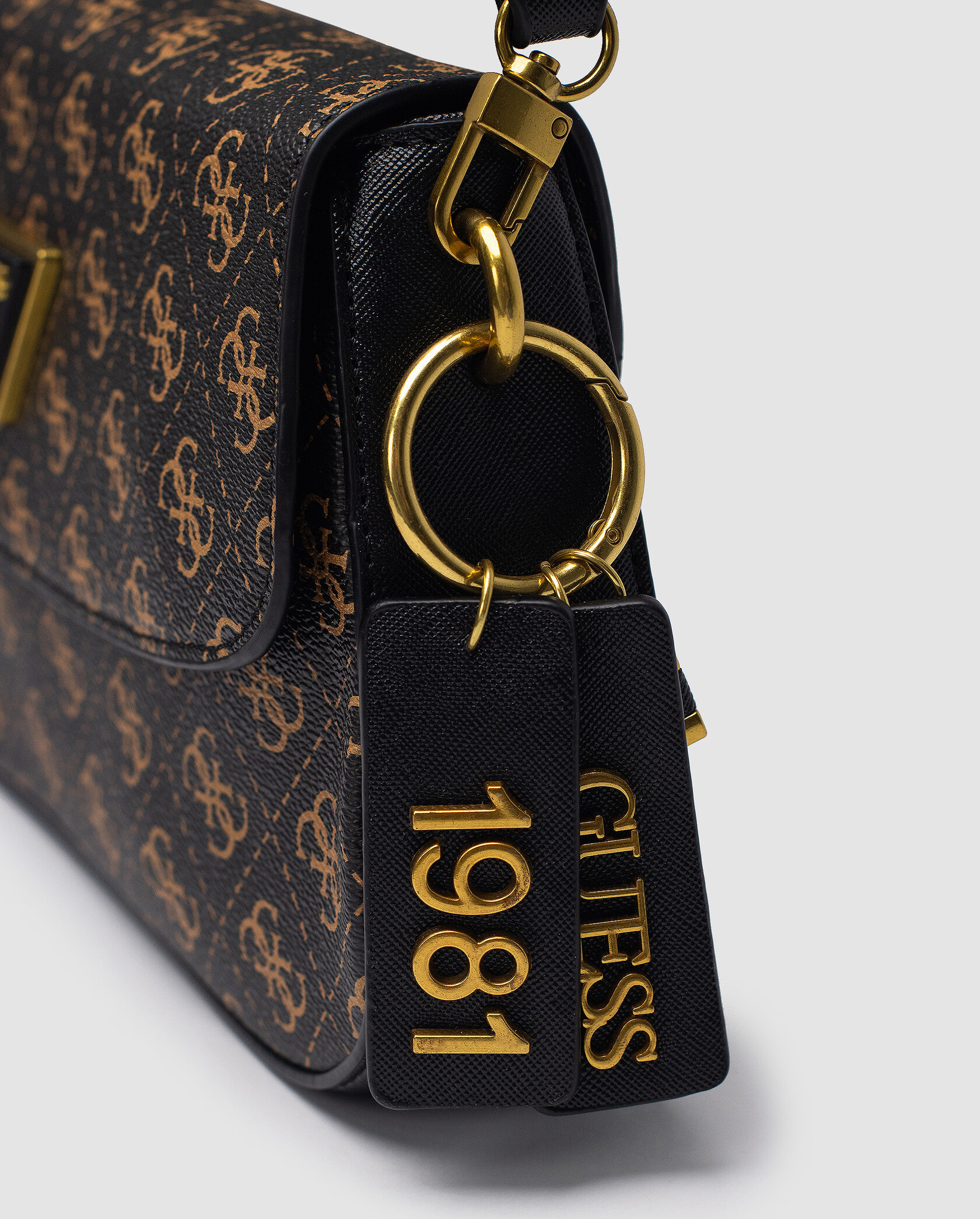 Guess Cordelia Shoulder Bag Brown Canvas Gold - 7