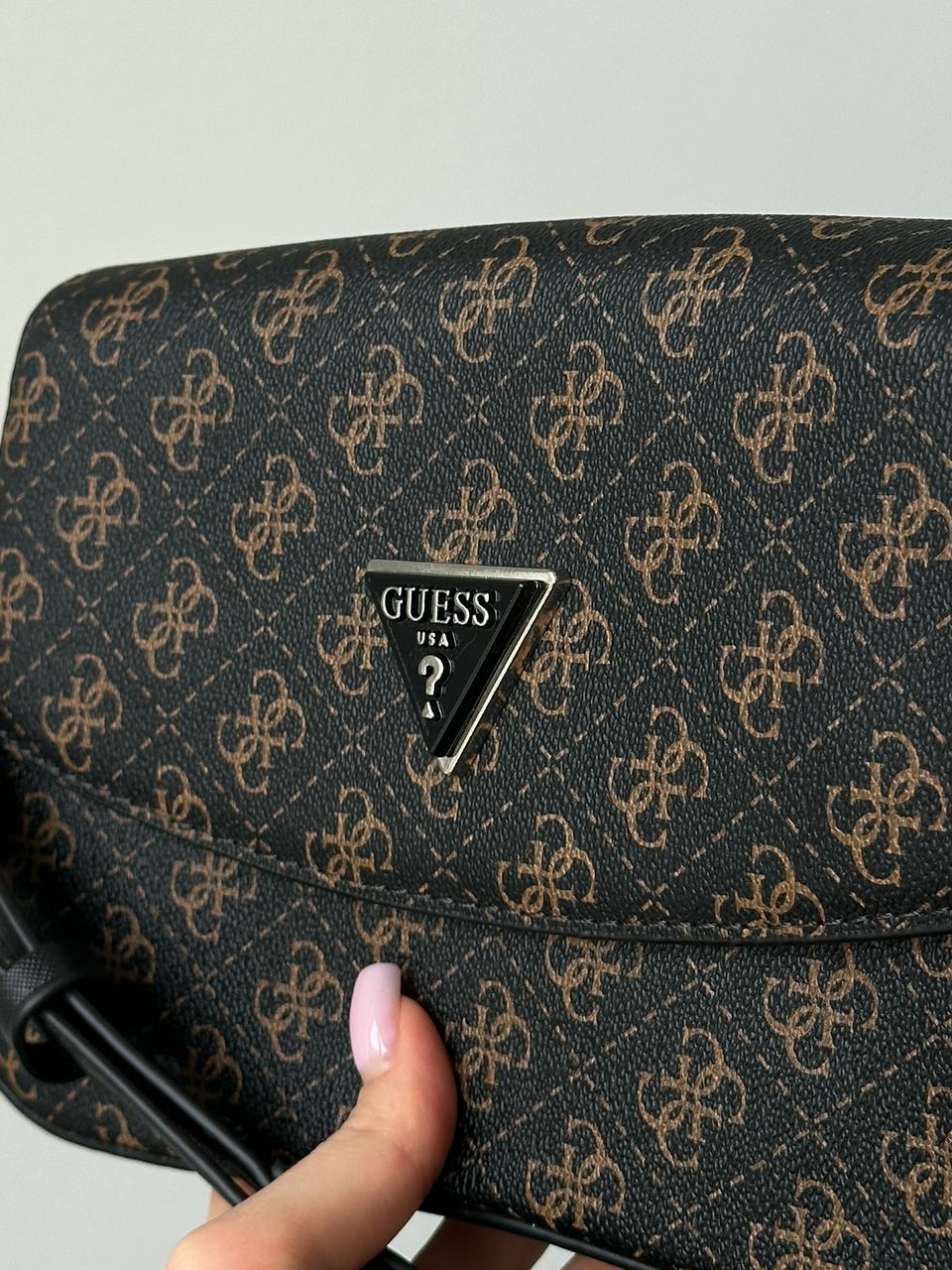 Guess Cordelia Shoulder Bag Brown Canvas - 4
