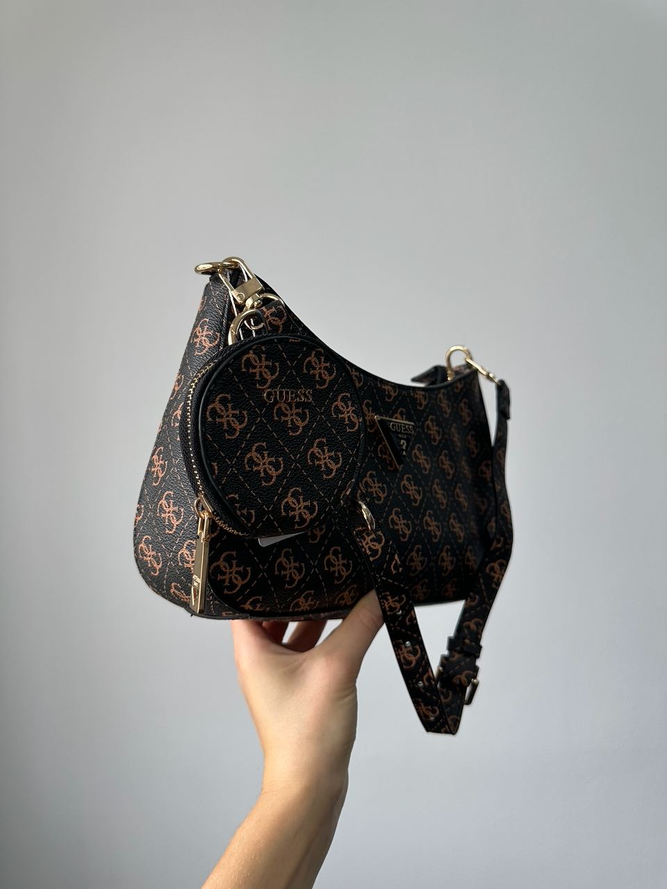 Guess Noelle Quattro G Shoulder Bag Brown - 4