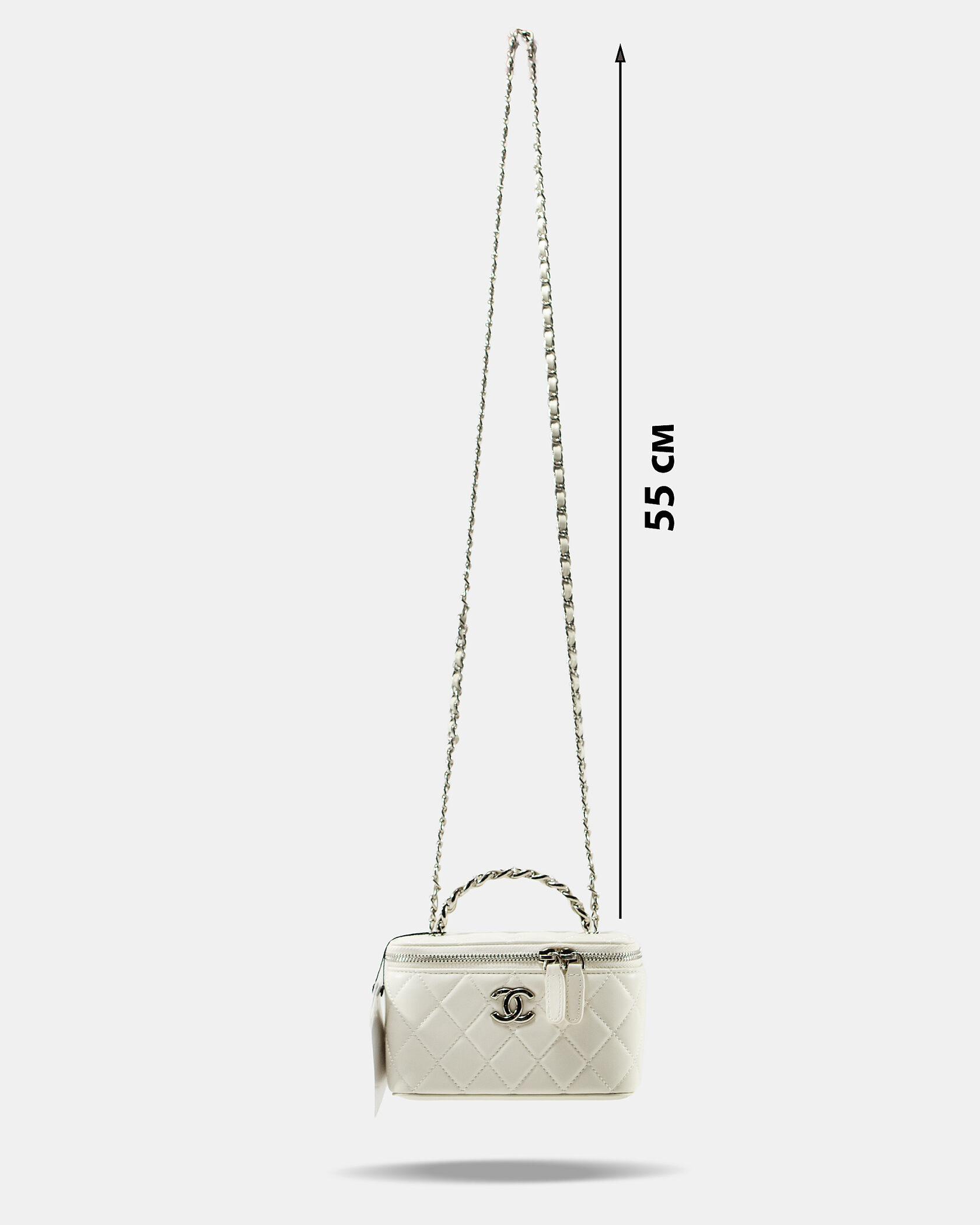 hanel Classic Milk Lambskin Pearl Crush Vanity Bag Silver - 4