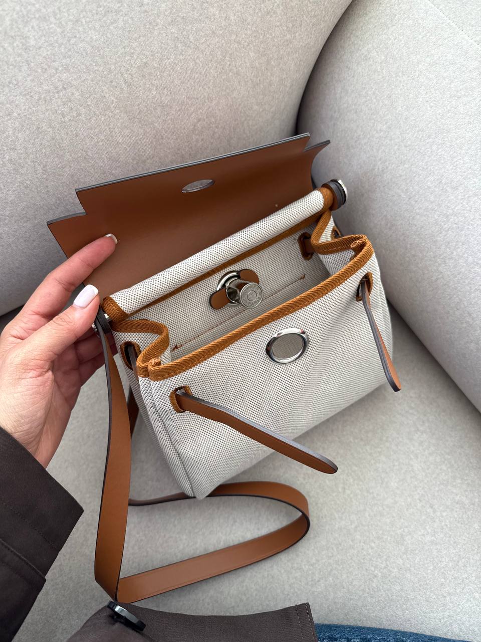 Hermès Herbag Zip 20 Bag Grey/Brown - 5