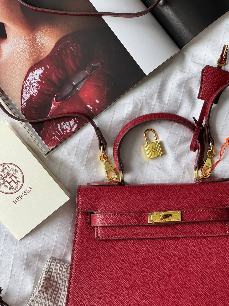 Hermès Kelly 25 Sellier Epsom Leather Bag in Rouge H (Bordeaux/Burgundy) - 17