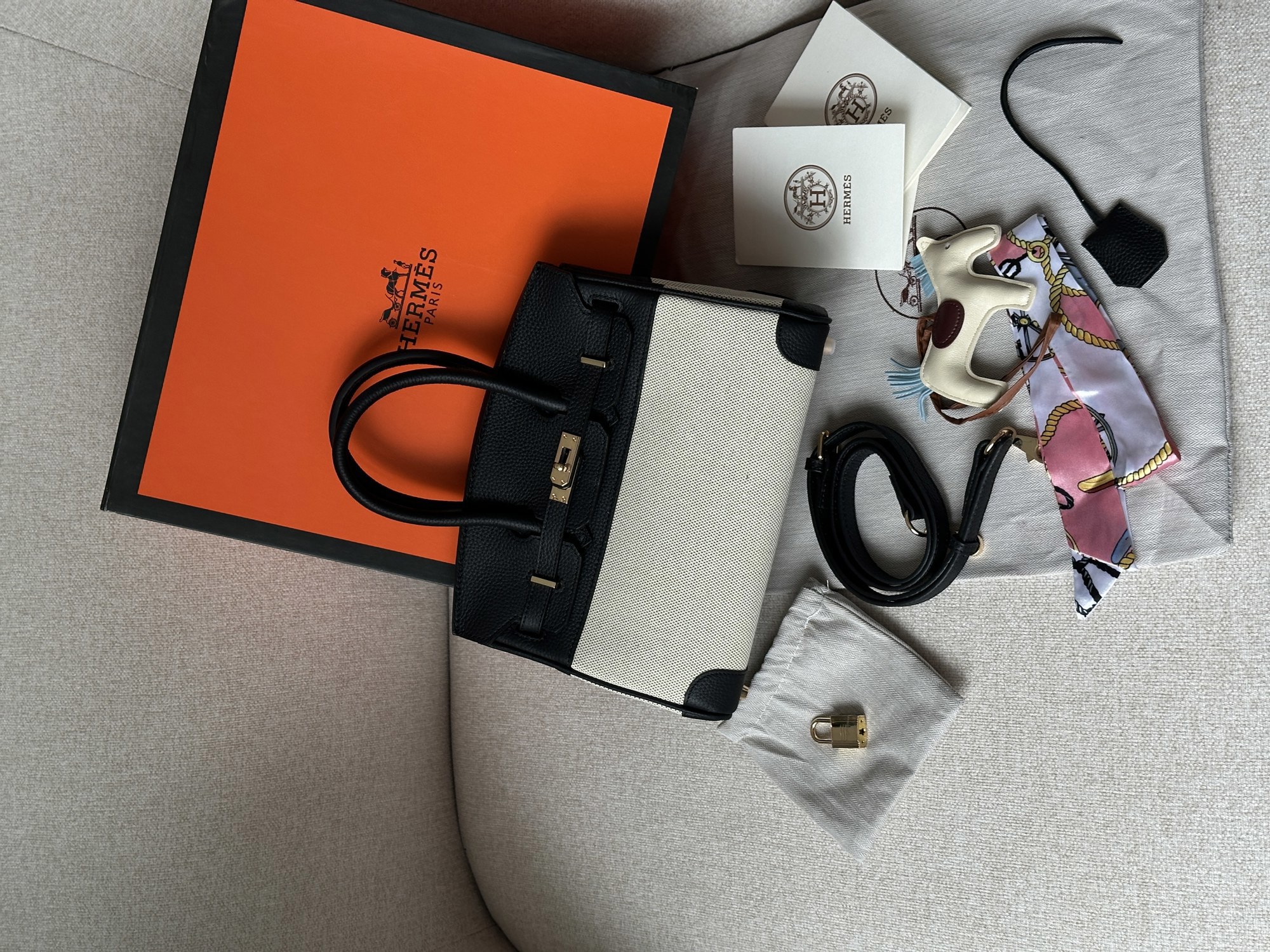 Hermes Birkin 25 Black/Canvas - 8