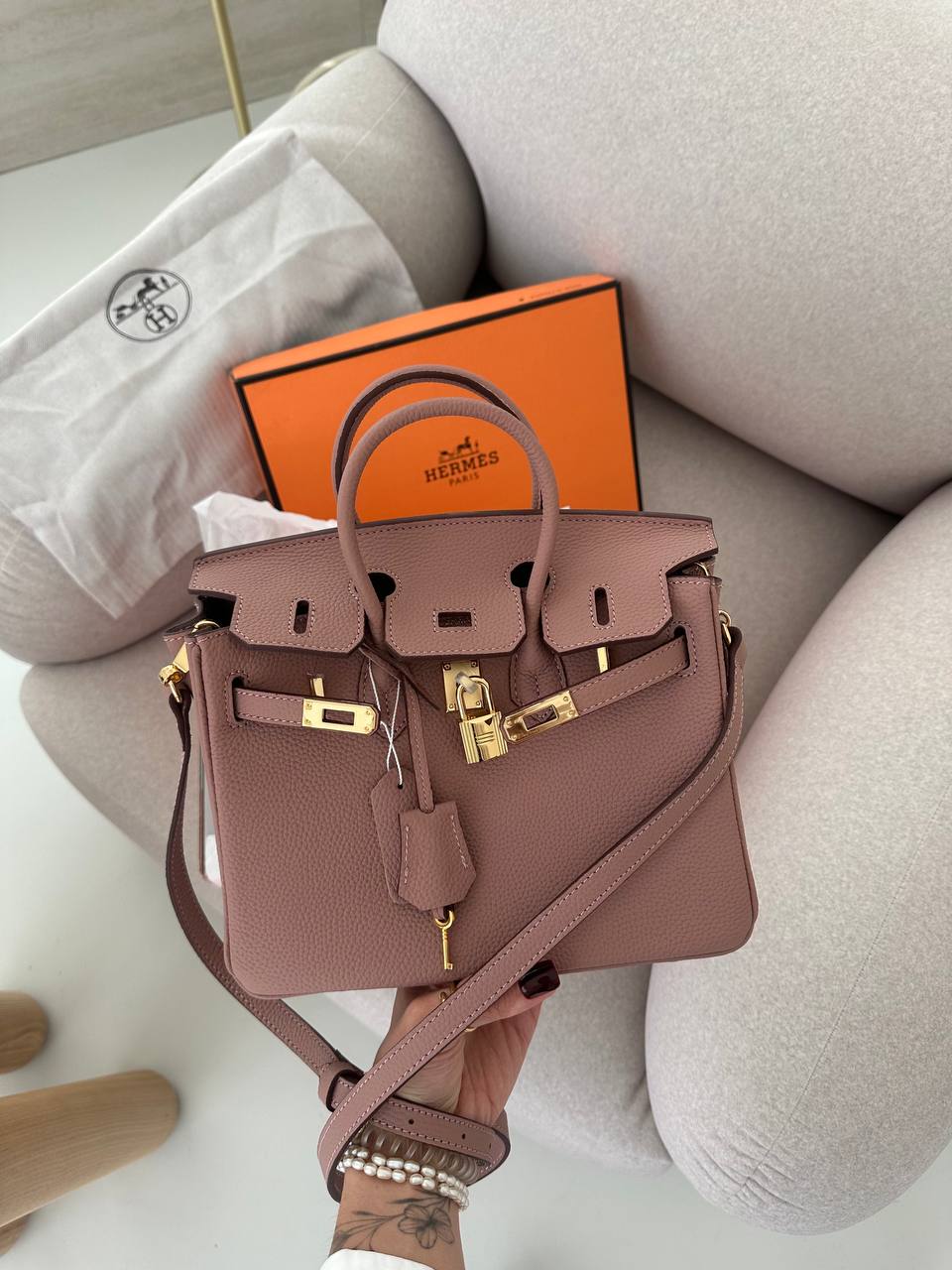 Hermes Birkin 25 Glycine Clemence - 2