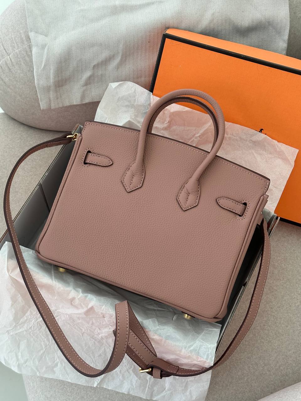 Hermes Birkin 25 Glycine Clemence - 5